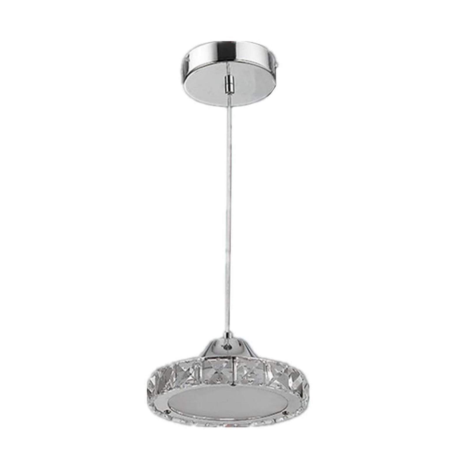 Modern Crystal LED Pendant Chandelier - 110V Cold White Glass Hanging Ceiling Light Fixture with High Light Transmittance & Energy Saving - Perfect for Dining Room, Bedroom, Living Room, and Office Lighting Decor