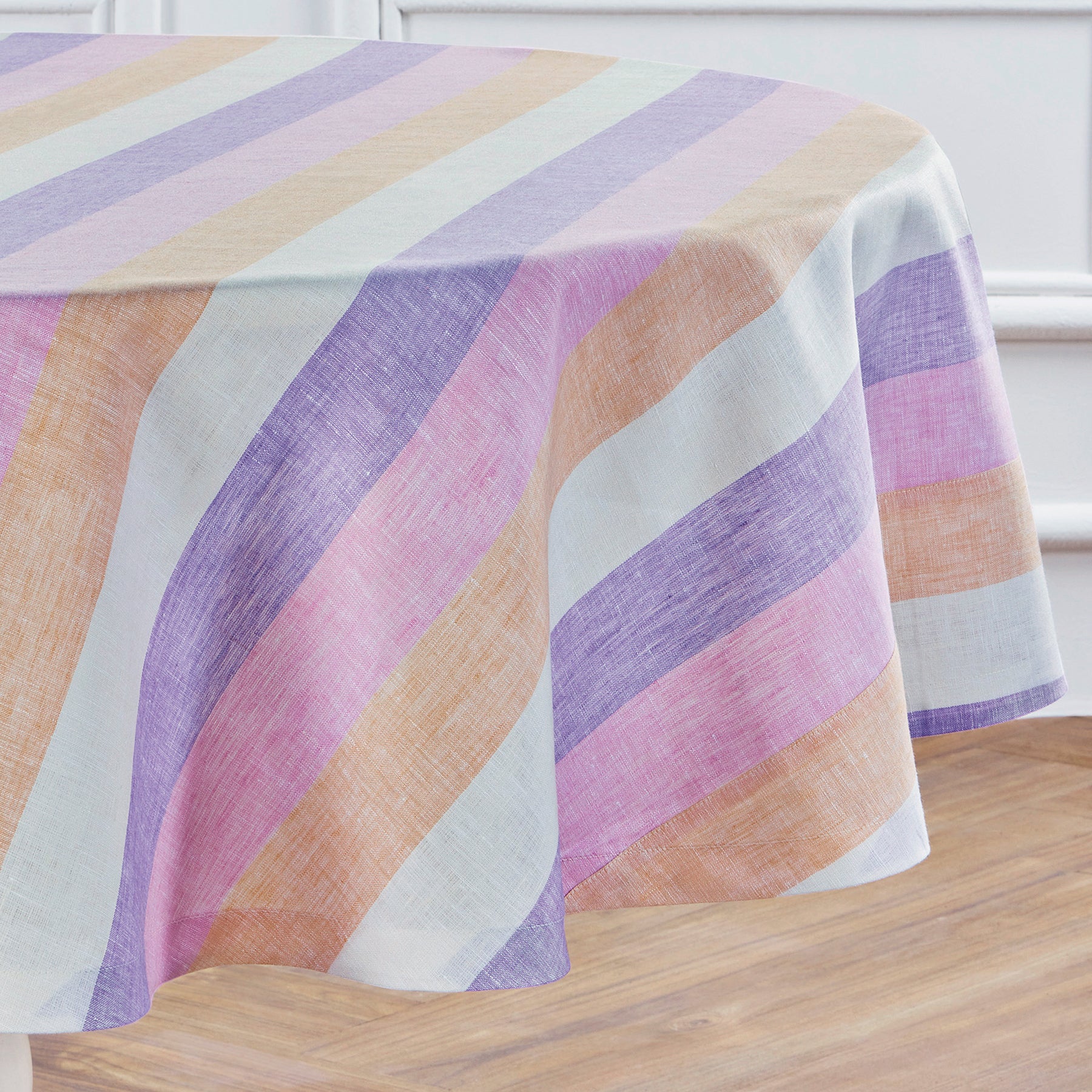 Premium Gelato Stripe Round Tablecloth - 60 Inch Washable Polyester Table Cover for Dining, Parties & Outdoor Events