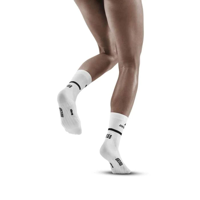 CEP Women's The Run Socks Mid Cut v4 - White | Compression Running Socks for Women | Perfect for Marathon, Jogging & Workout Support