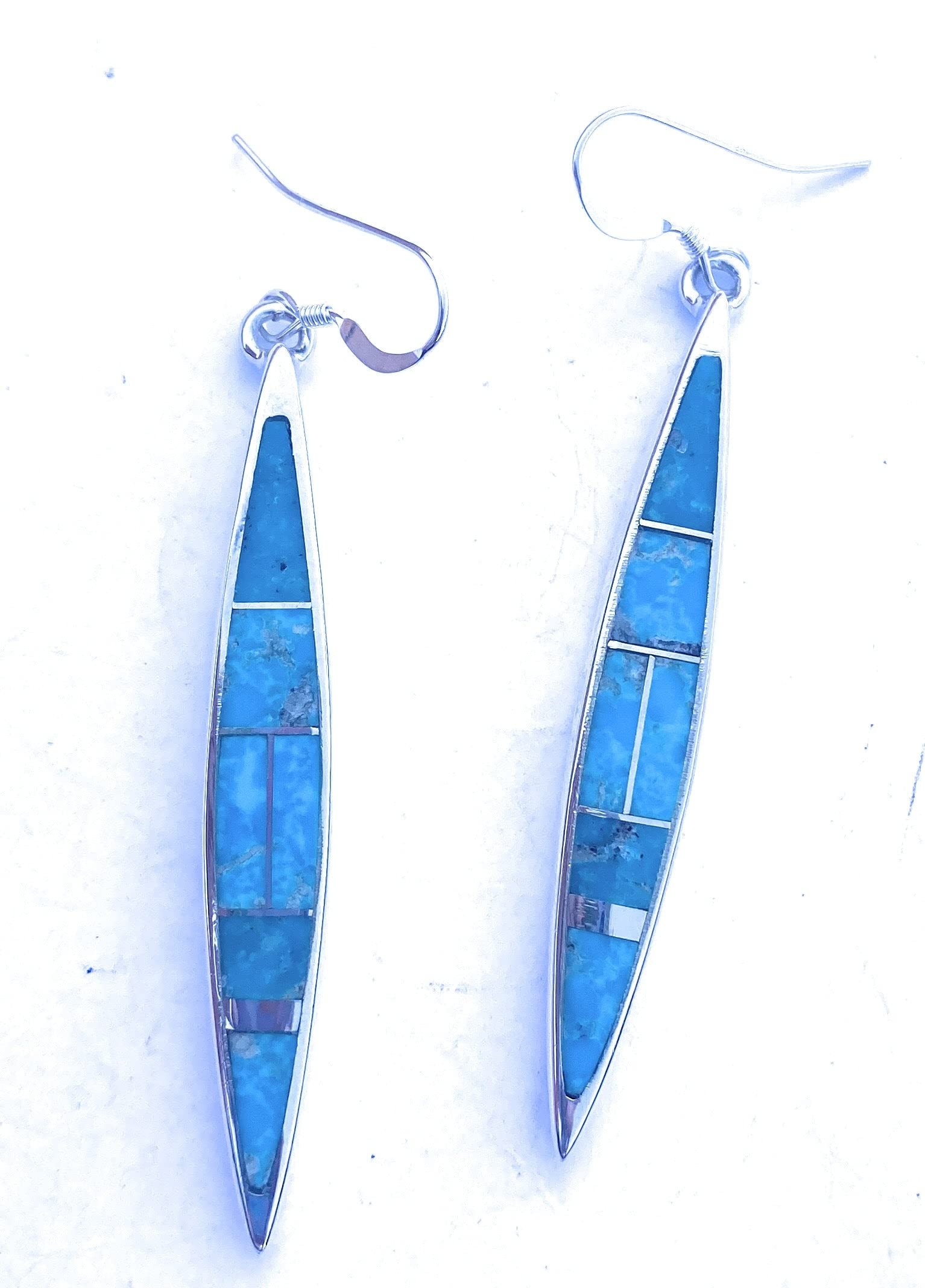 Navajo Turquoise & Sterling Silver Inlay Dangle Earrings - Handmade Native American Jewelry for Women | Perfect for Boho, Western & Festival Outfits