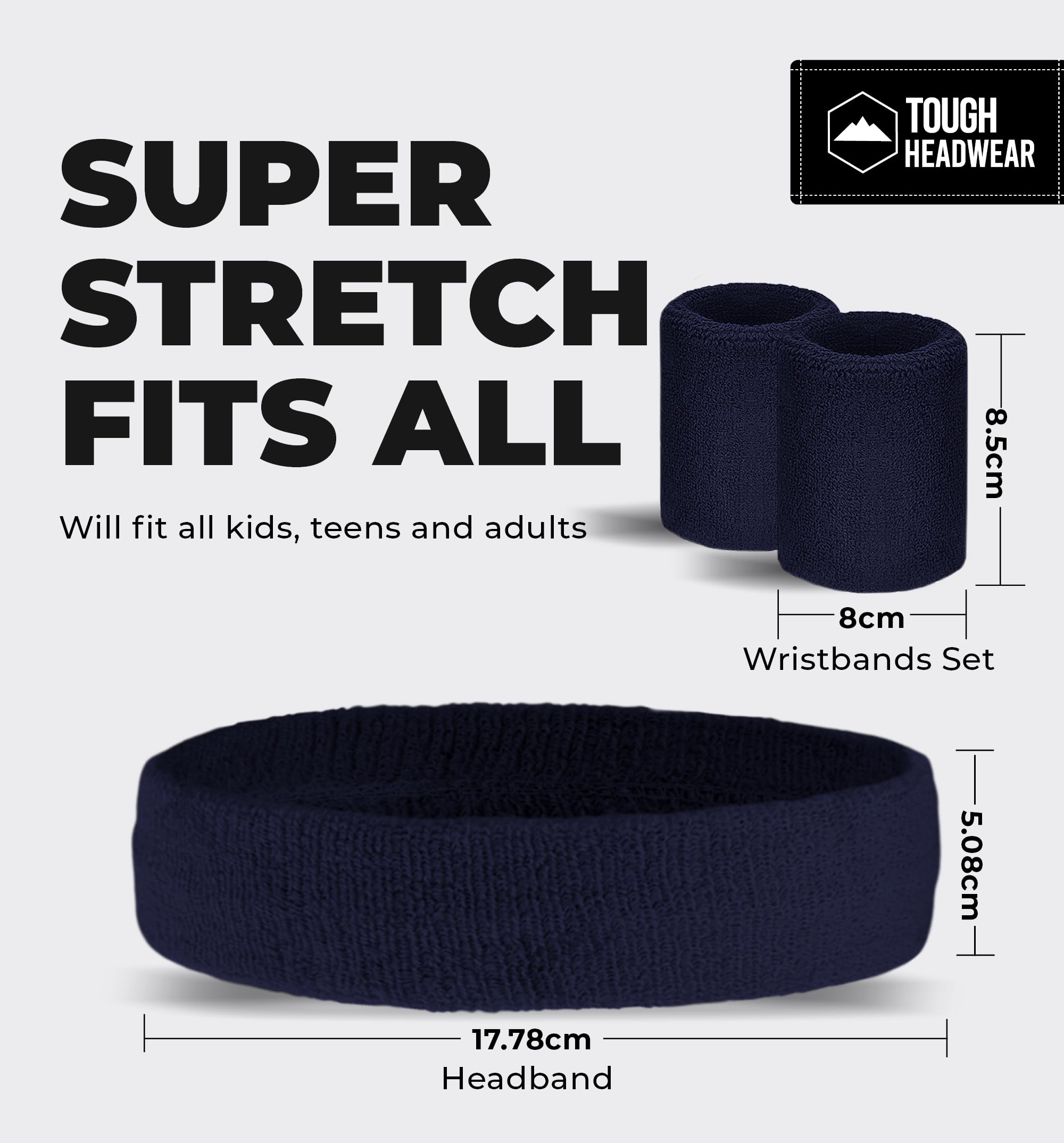 Premium Terry Cloth Sweatband Set - Breathable Headbands & Wristbands for Men & Women | Ideal for Tennis, Basketball, Gym Workouts & Sports Activities | Stay Dry During Intense Exercise & Fitness Training