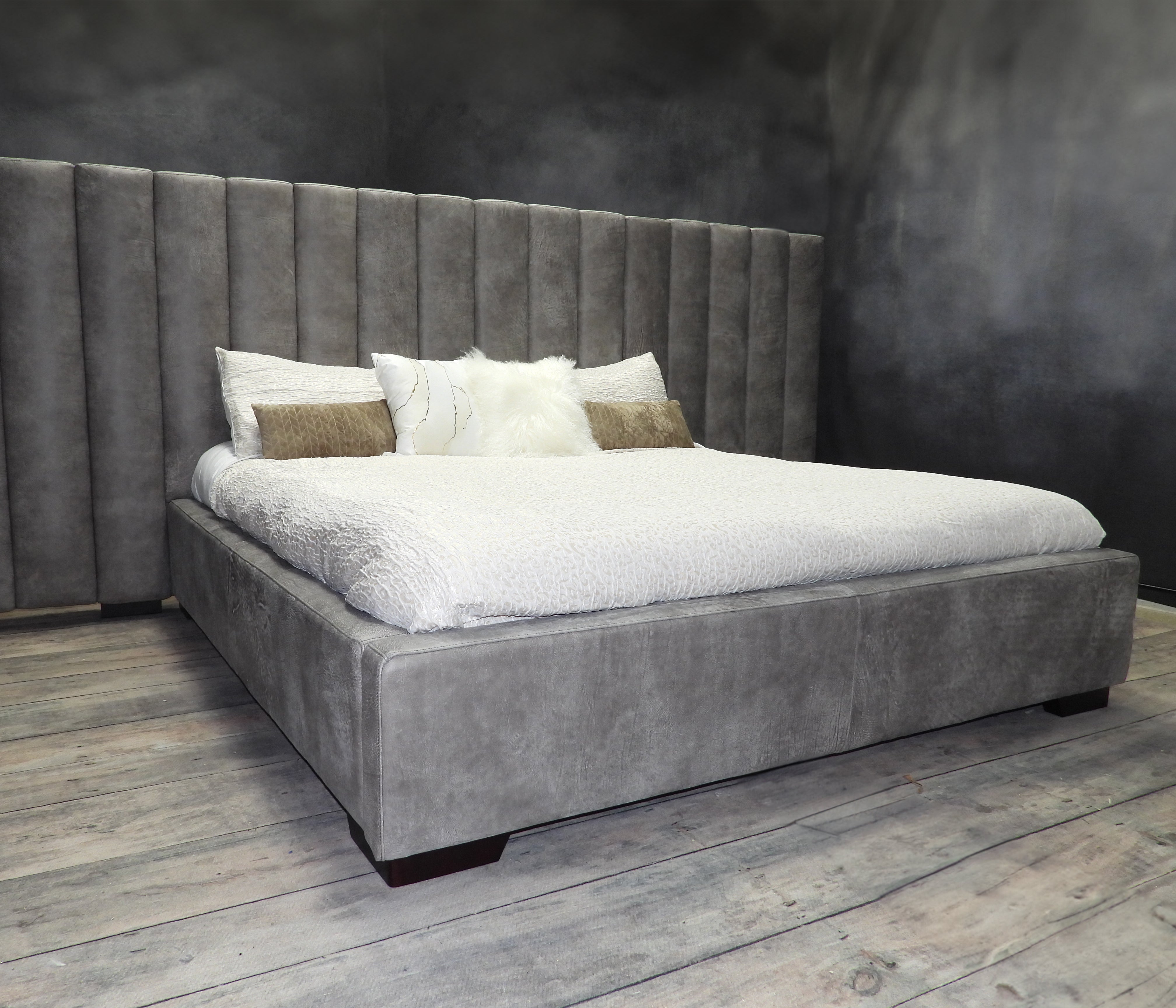 Premium Milano Leather Bed Frame - Queen Size, Genuine Italian Leather, Modern Platform Bed with Wooden Slats - Perfect for Master Bedroom, Guest Room & Luxury Home Decor
