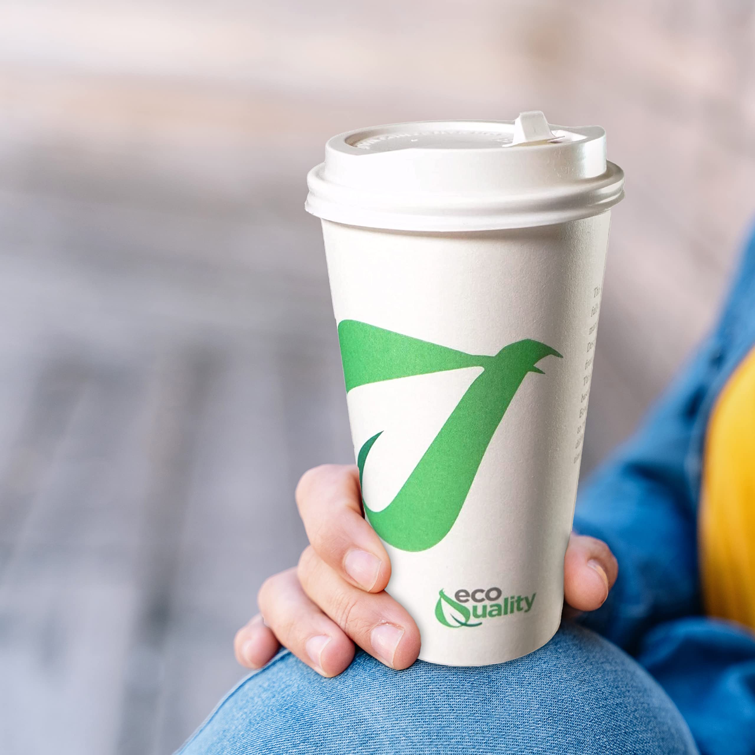 12 oz Biodegradable Compostable Paper Coffee Cups with White Dome Lids - PLA Lined Eco-Friendly Disposable Hot & Cold Drink Cups (500 Pack) - Perfect for Coffee Shops, Offices, and Eco-Conscious Events