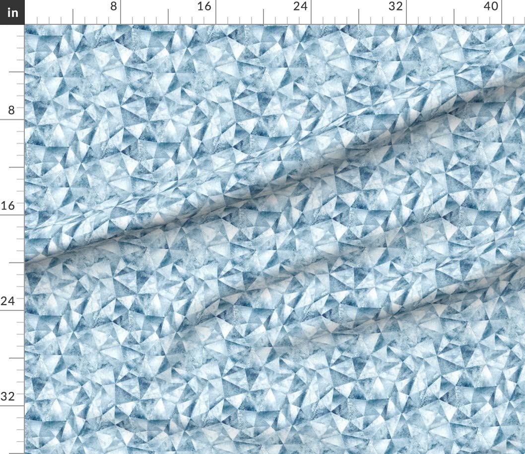 Ice Blue Geometric Printed Cotton Poplin Fabric by The Yard - Premium Spoonflower Fabric for Sewing, Quilting, Dresses & Apparel Crafts | Perfect for DIY Home Decor, Fashion Design & Craft Projects