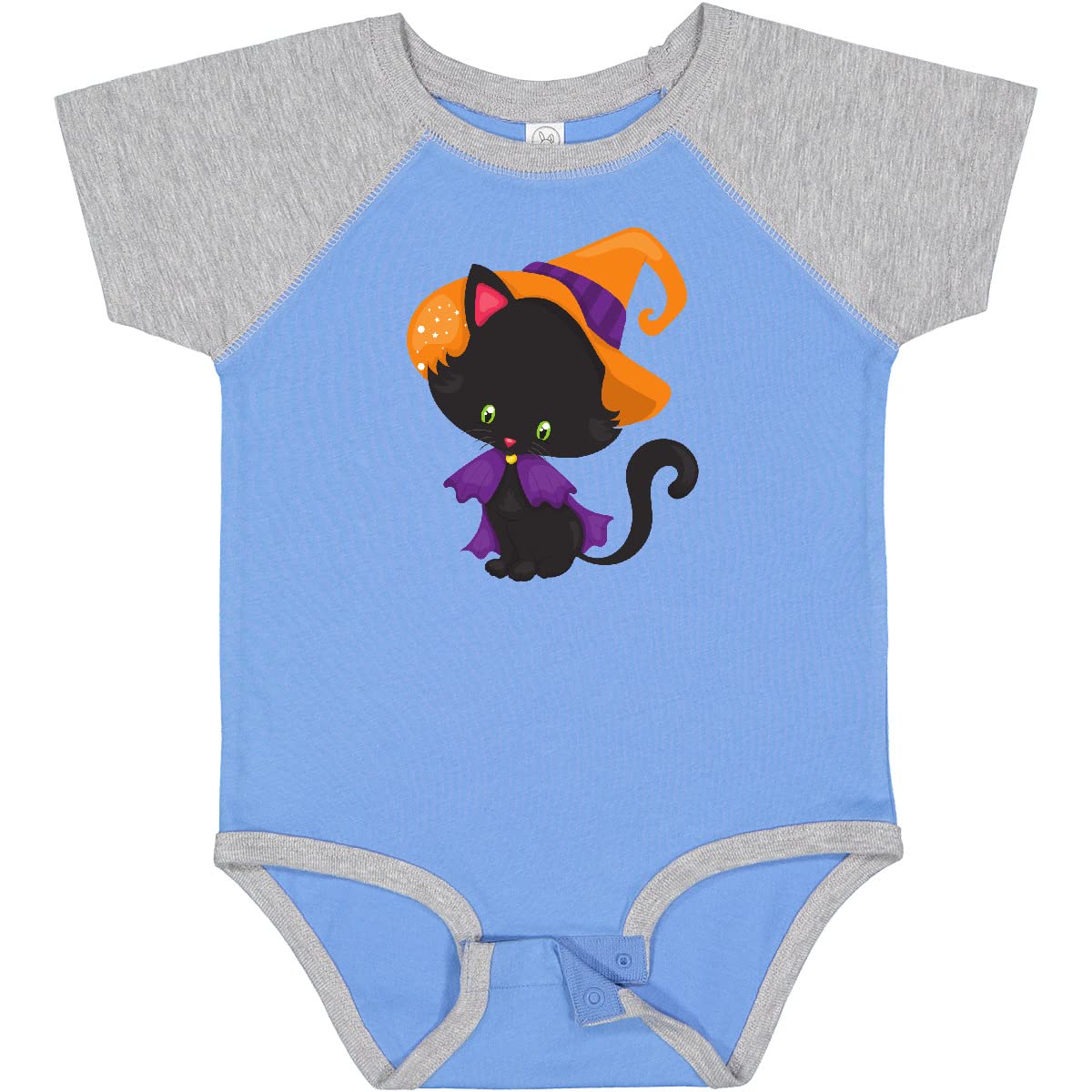 Inktastic Halloween Cat Baby Bodysuit - Cute Black Cat with Witch Hat Outfit for Infants | Perfect for Halloween Parties & Photo Shoots