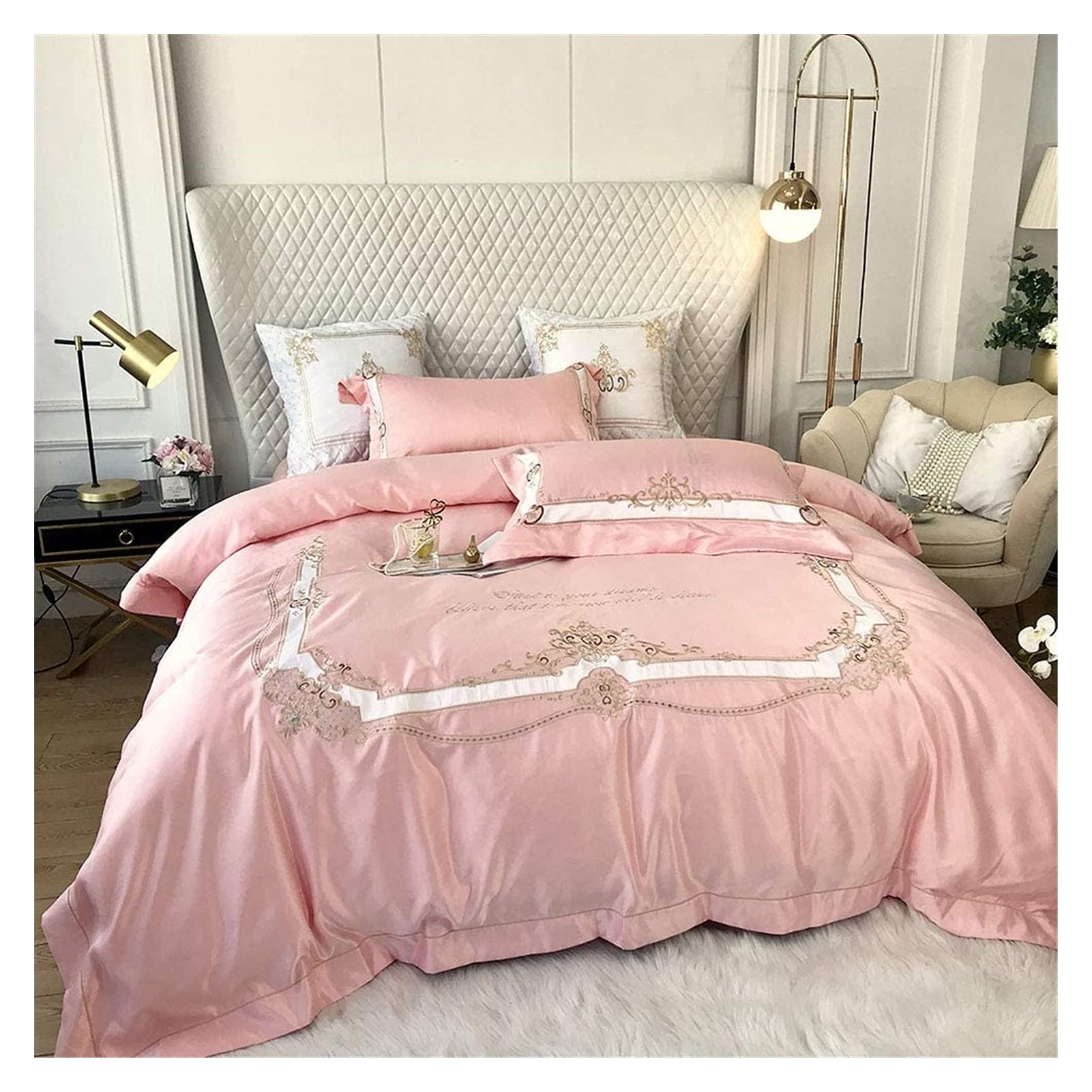 Luxury King Size Bedding Set - 4pc Silk Cotton Satin Sheets with Duvet Cover & Pillowcases | Wrinkle-Free, Stain-Resistant | Perfect for Master Bedroom, Guest Room & Hotel Stays