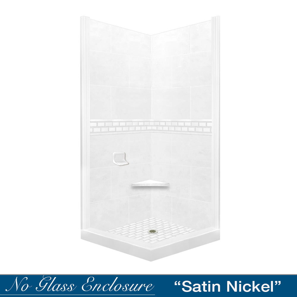 Natural Buff Sistine Stone & Subway Tile Corner Accent - DIY Shower Remodel Kit for Bathroom Renovation | Waterproof & Easy Installation for Showers, Backsplashes & Wet Areas