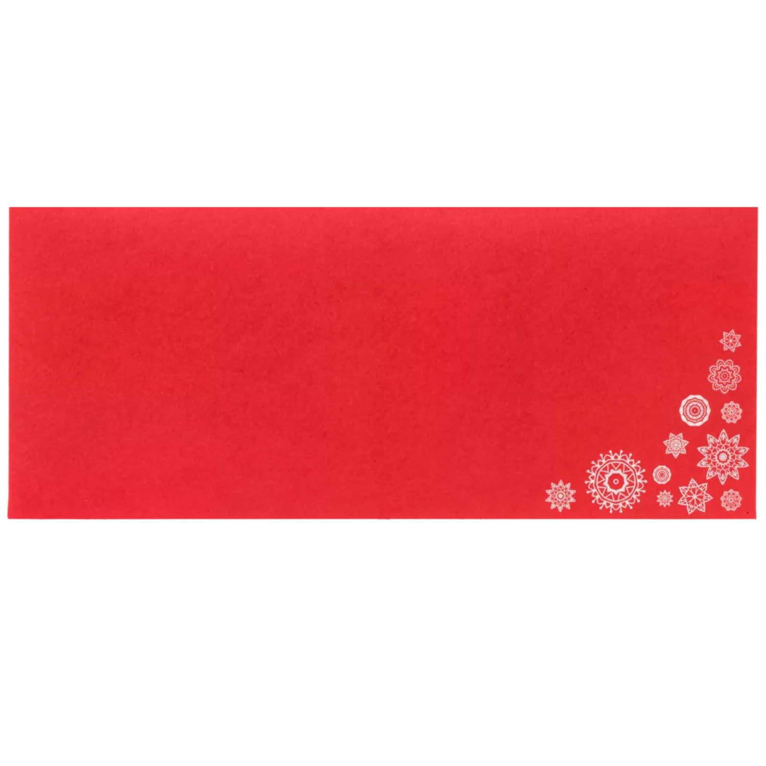 Premium 80 lb. LUXPaper #10 Square Flap Business Envelopes - Snowflakes on Ruby Red, 500 Pack (4 1/8