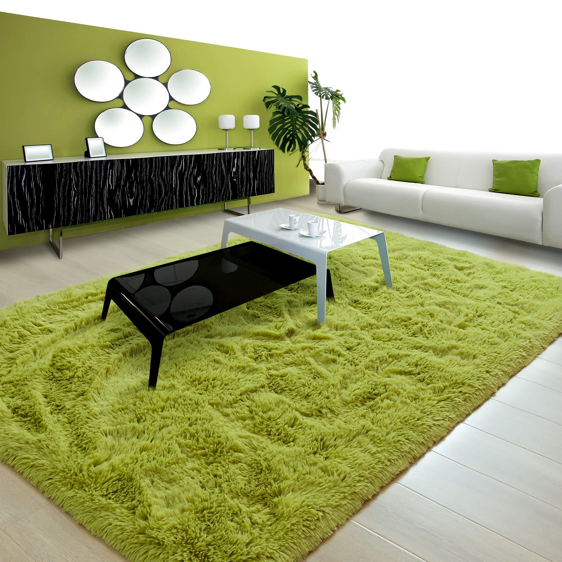 Noahas Luxury Fluffy Shag Rug - Ultra Soft Furry Carpet for Bedroom, Living Room, Nursery - 6x9 Feet Green Modern Home Decor - Perfect for Kids Room, Girls Room & Cozy Floor Accent