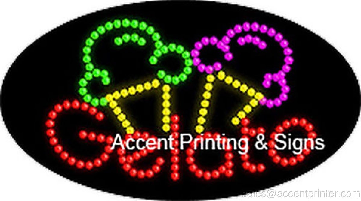 Gelato Flashing & Animated LED Sign - High Impact Energy Efficient Light Up Bar Sign for Restaurants, Cafes & Nightclubs