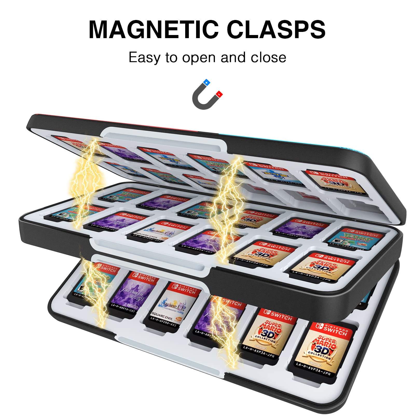 HEIYING Nintendo Switch Game Card Holder - Portable Travel Case for Switch/OLED/Lite with 48 Game & 24 Micro SD Card Slots - Perfect for Gaming On-The-Go & Organized Storage