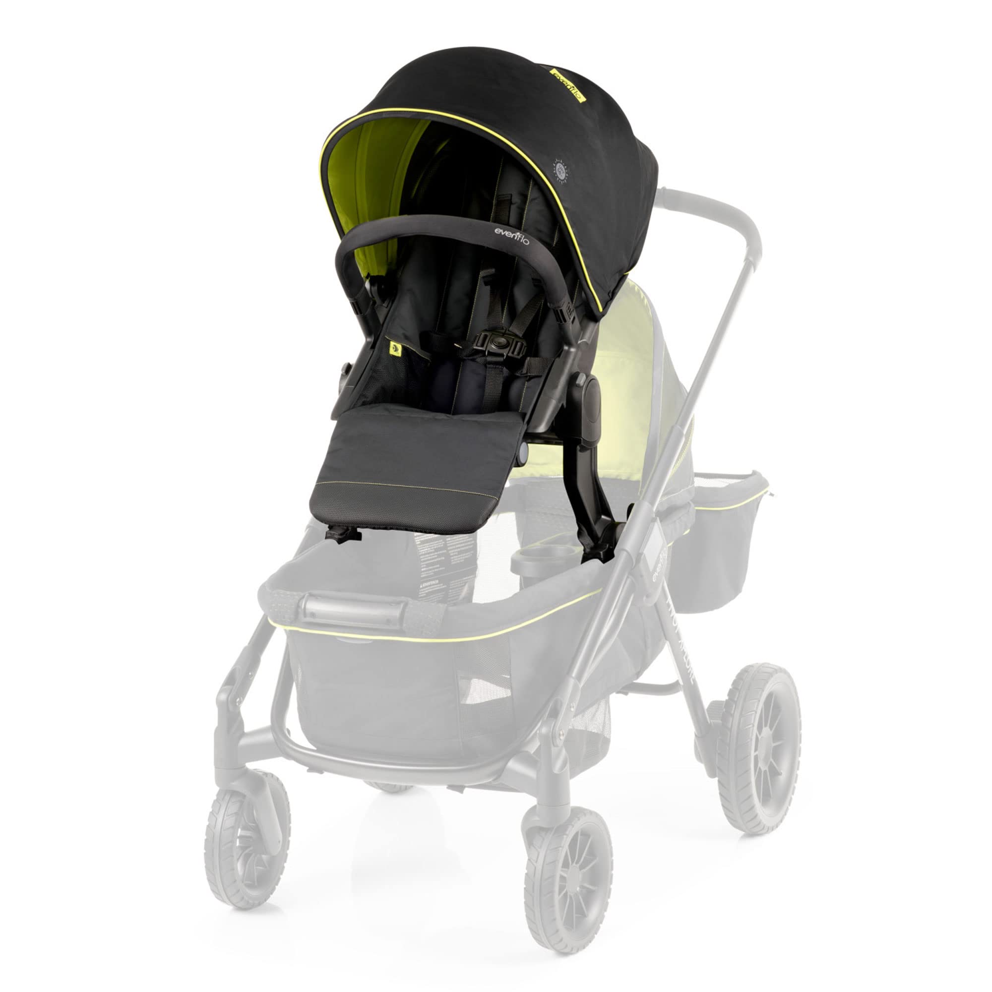 Evenflo Pivot Xplore Stroller Second Seat - 5-Point Harness, Adjustable Riding Positions for Toddlers | Compatible with Travel System | Adventurer Wayfarer Design | Perfect for Outdoor Adventures and Family Outings