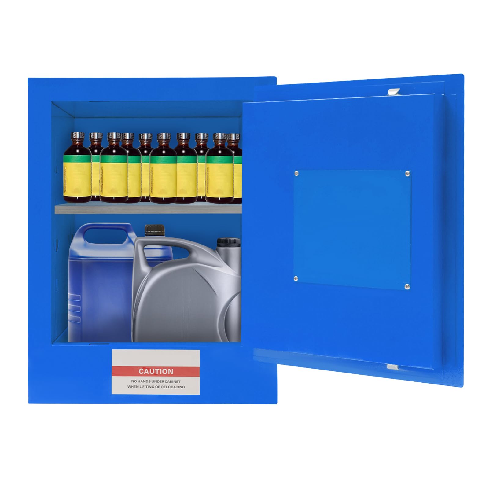 TBVECHI 4 Gallon Galvanized Steel Safety Storage Cabinet - Non-Flammable Chemical Cabinet with Adjustable Shelf & Manual Door, Blue - Perfect for Commercial, Industrial & Home Use (Garage, Workshop, Lab Safety Storage)