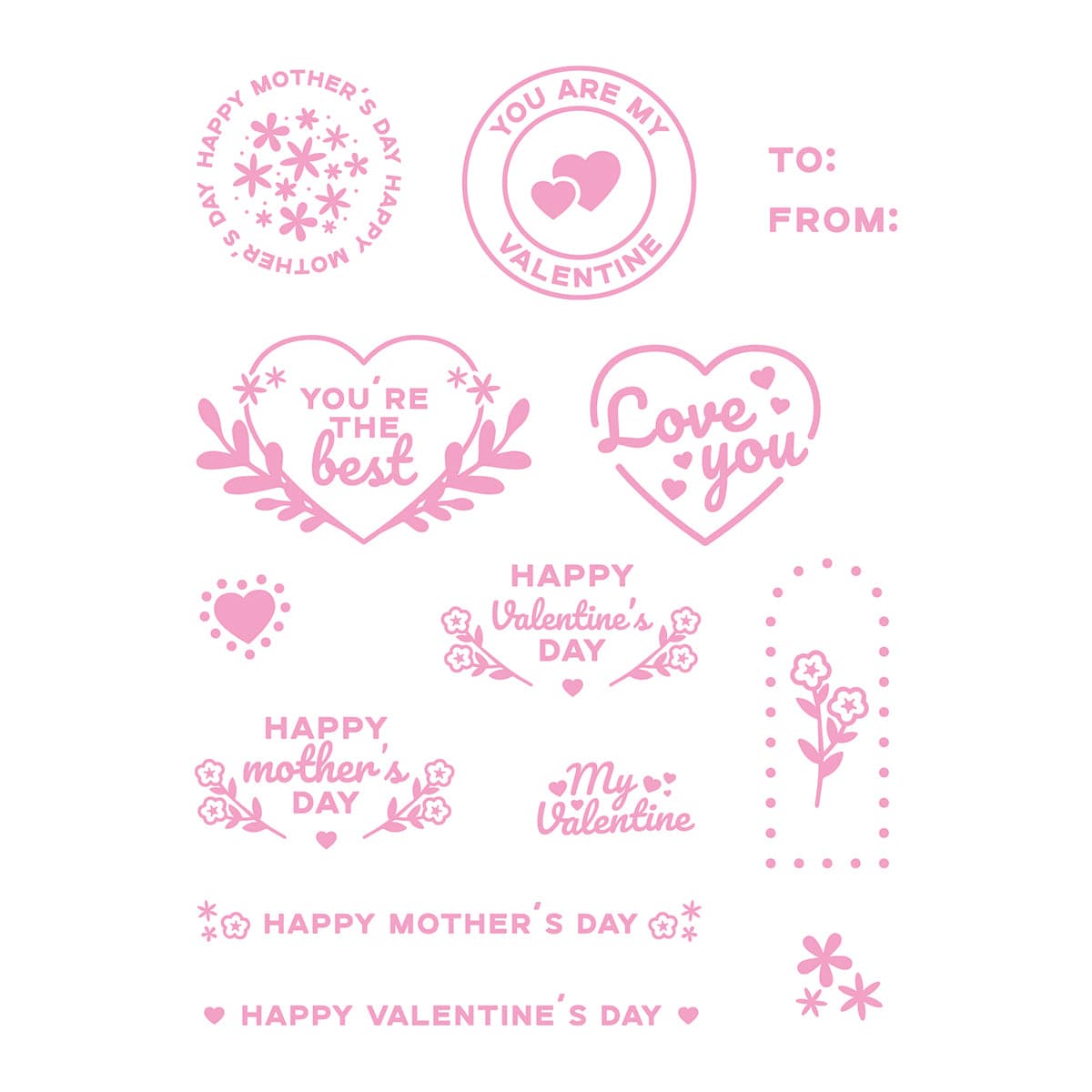 Tonic Studios 5460E Stamp Set for Mother's Day & Valentine's Day - Perfect for Handmade Cards, Scrapbooking & Gift Wrapping