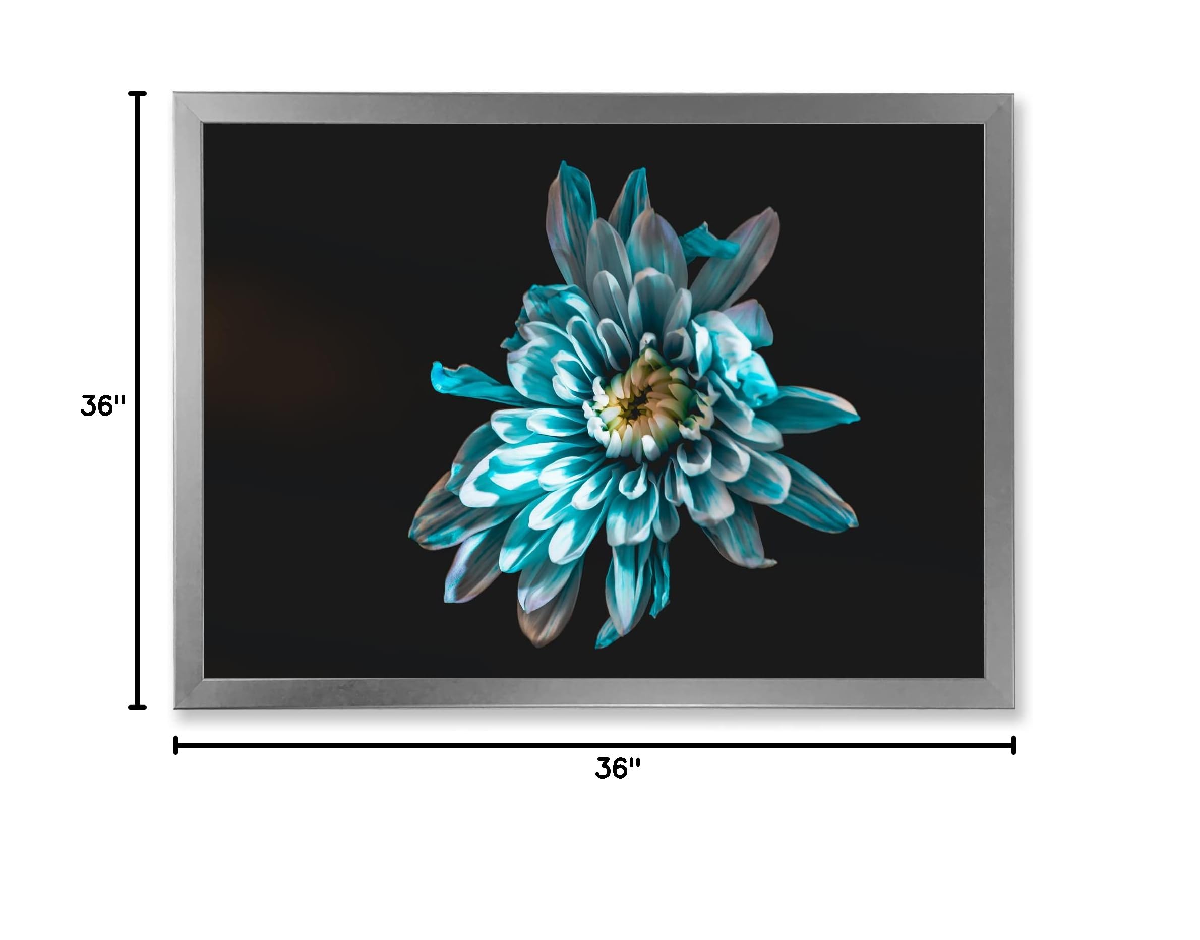 DesignQ Blue and White Floral Traditional Framed Wall Art - Elegant Home Decor for Living Room, Bedroom & Office