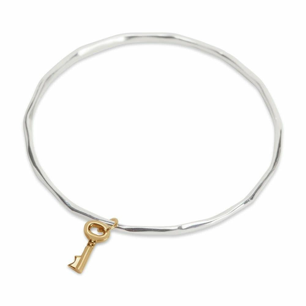 Elegant Silver & Gold Key Bangle Bracelet for Women - Perfect for Everyday Wear, Parties & Gifts