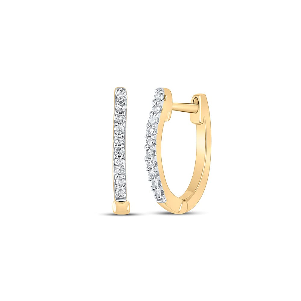 10kt Yellow Gold Women's Round Diamond Hoop Earrings - 1/12 Cttw, Elegant Everyday Jewelry for Gifts & Special Occasions