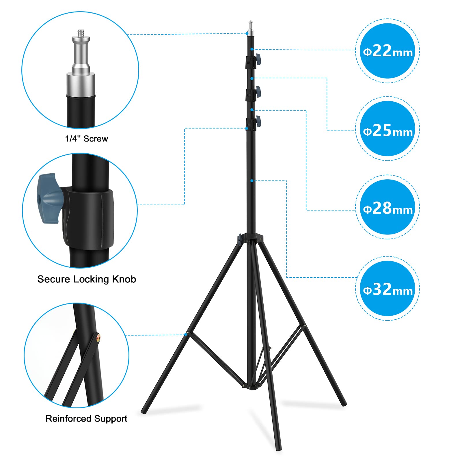Heavy Duty 20ft/240inch Light Stand with Air Cushioned Tripod & Carry Bag - 600cm Sky High Support for Video Camera, Photography Lights, Studio Equipment & Gimbal Stabilizers - Perfect for Sports Events, Photo Shoots & Professional Videography