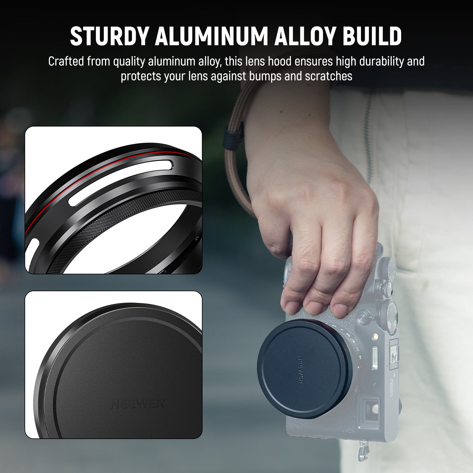 NEEWER CA086 Round Lens Hood for Fujifilm X100V & X100VI - Compatible with Fujifilm X100 Series Cameras - Perfect for Outdoor Photography & Travel Shooting