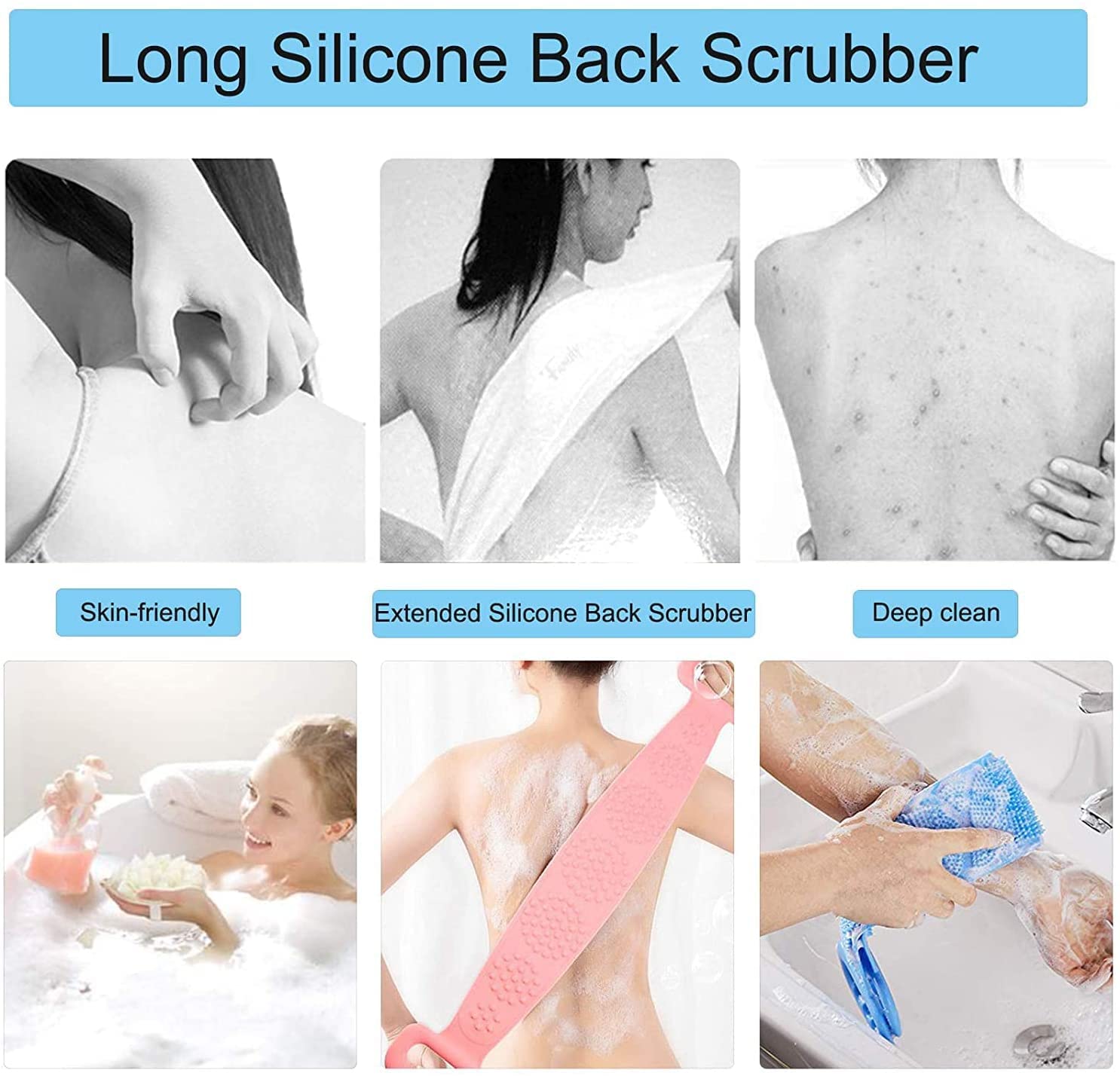 YUXANA Silicone Body Scrubber - Exfoliating Shower Brush for Deep Cleaning & Massage - Perfect for Men & Women