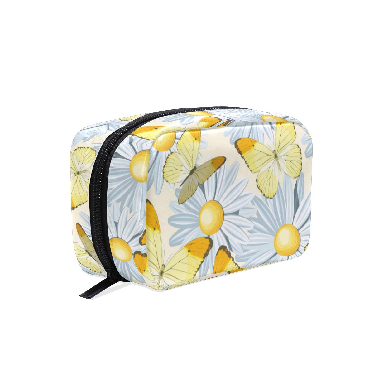 MOYYO Beautiful Chamomile Butterfly Makeup Bag - Portable Cosmetic Organizer for Women & Girls - Lightweight Travel Toiletry Bag - Perfect for Travel, Gym, and Daily Use