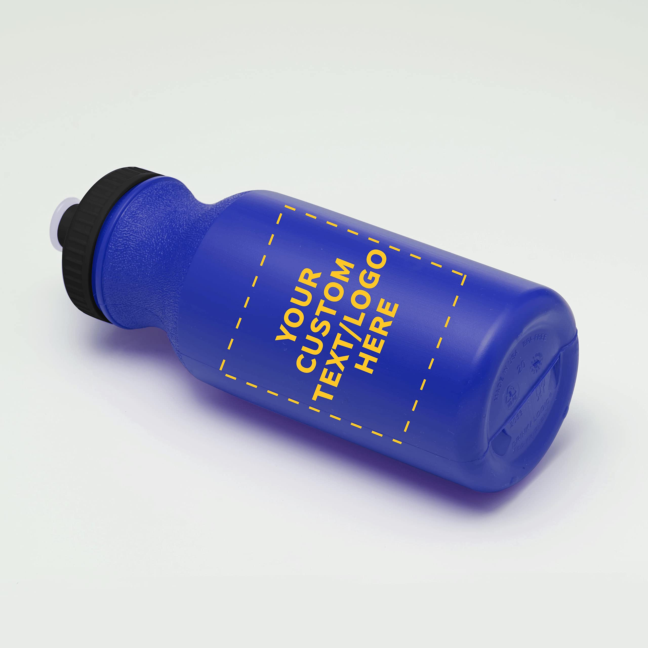 **Custom 20 oz. Water Bottles with Push Cap - Bulk Pack of 50 - Personalized Gym, Hiking & Camping Accessories - Reflex Blue - Ideal for Outdoor Sports & Team Events**