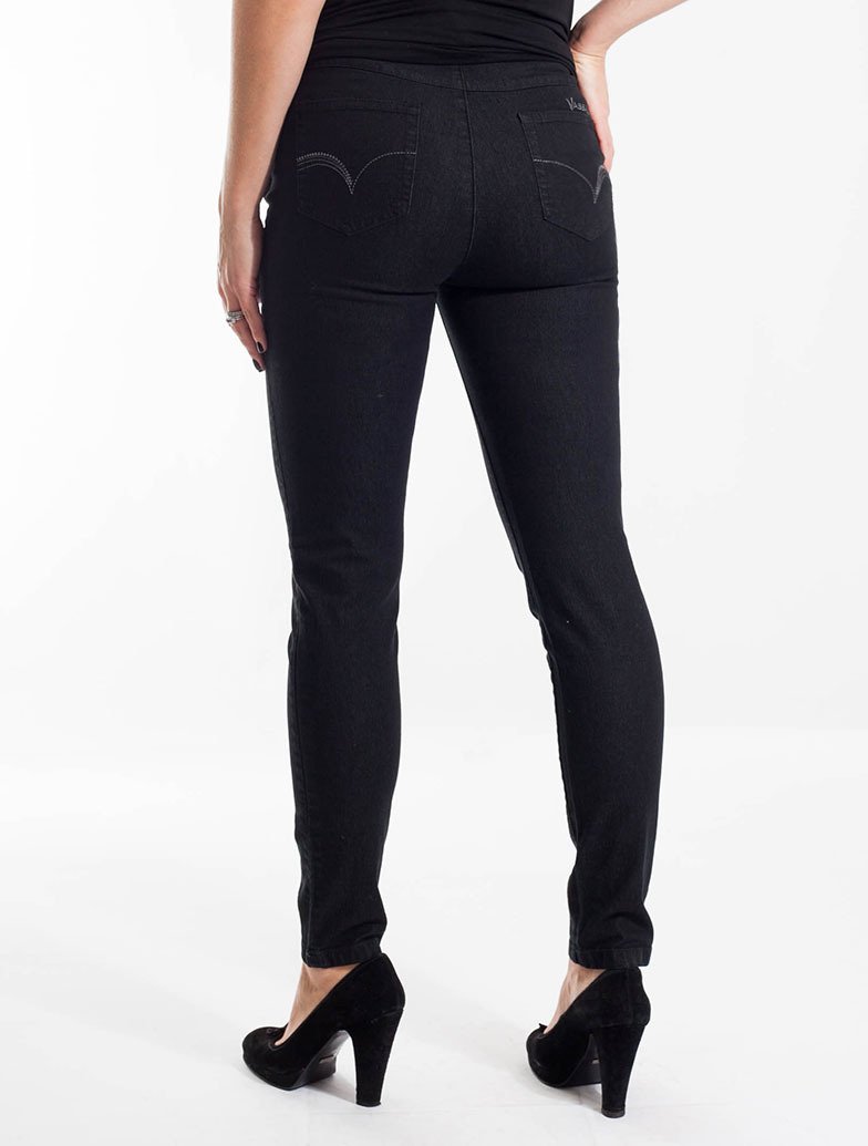 Vassalli Women's Skinny Stretch Pull On Jeans - High Waist Comfort Pants for Work, Travel & Everyday Wear