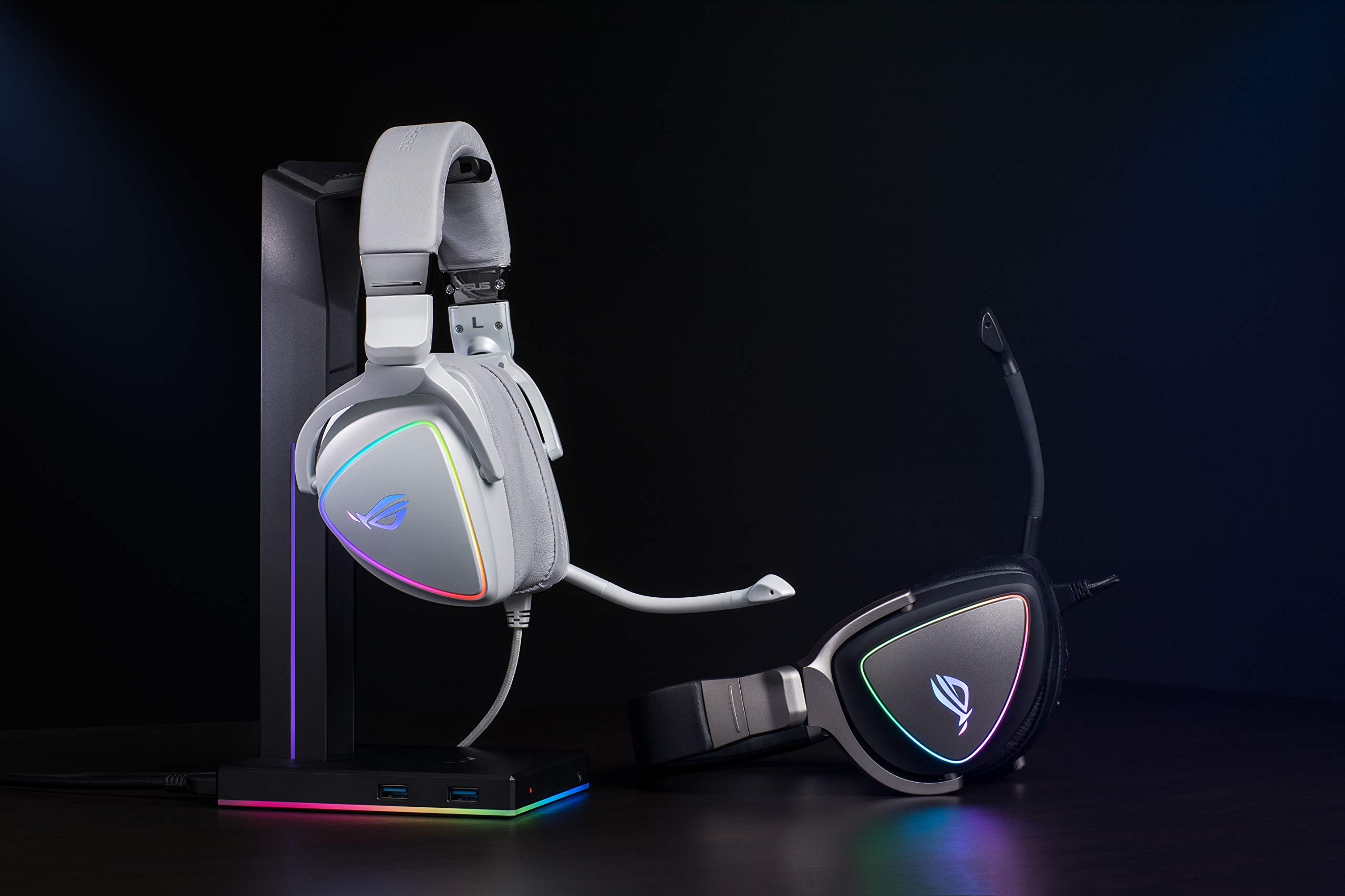 ASUS ROG Delta RGB Gaming Headset with Hi-Res ESS Quad-DAC | Circular RGB Lighting | USB-C for PC, PS5, Xbox & Mobile | Detachable Mic | White - Perfect for Competitive Gaming & Streaming