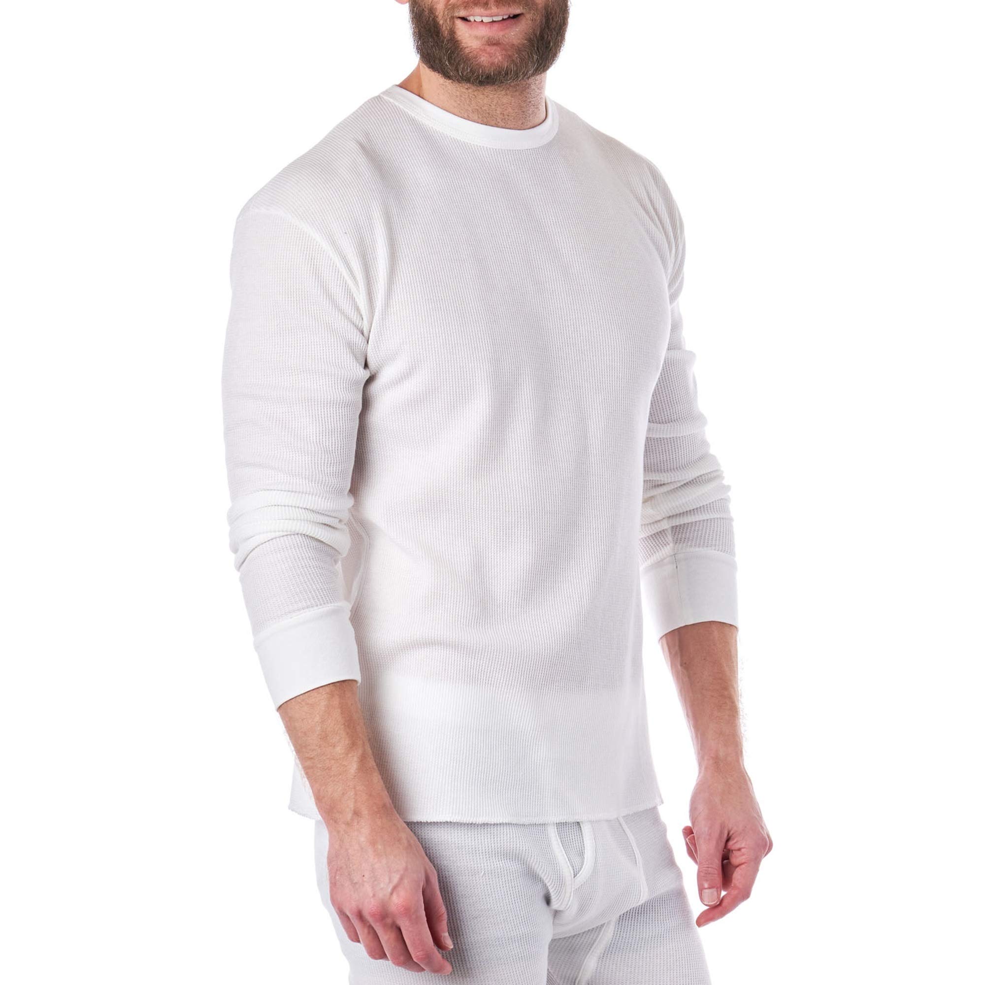 Alpine Swiss Men's Thermal Long Sleeve Henley Shirt - Waffle Knit Crew Neck Base Layer for Cold Weather - Perfect for Winter Hiking, Skiing & Outdoor Activities