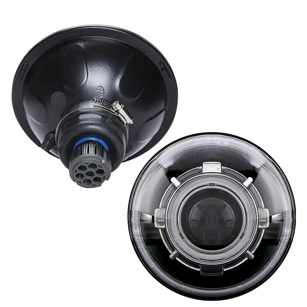 7 Inch Round LED Headlight with Demon Eye for Jeep Wrangler JK JL TJ - High-Performance Off-Road Lighting for Night Driving & Adventure
