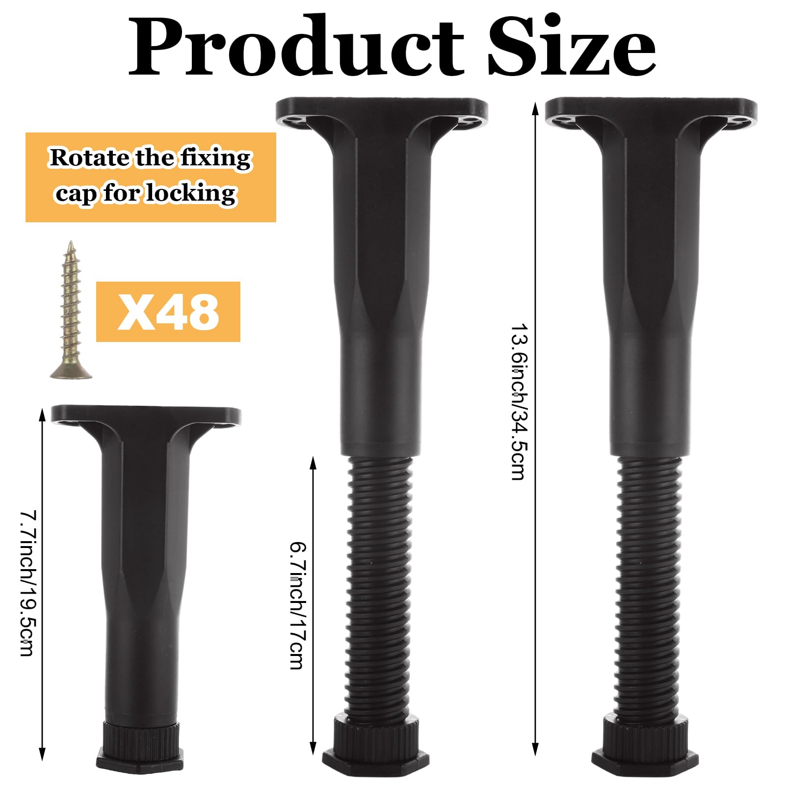 8PCS Adjustable Height Bed Frame Support Legs 7.6-13.5 Inch - Heavy Duty Metal Furniture Legs for Bed Frame, Cabinet & Wooden Furniture Replacement - Perfect for Bedroom, Living Room & Office Furniture Support