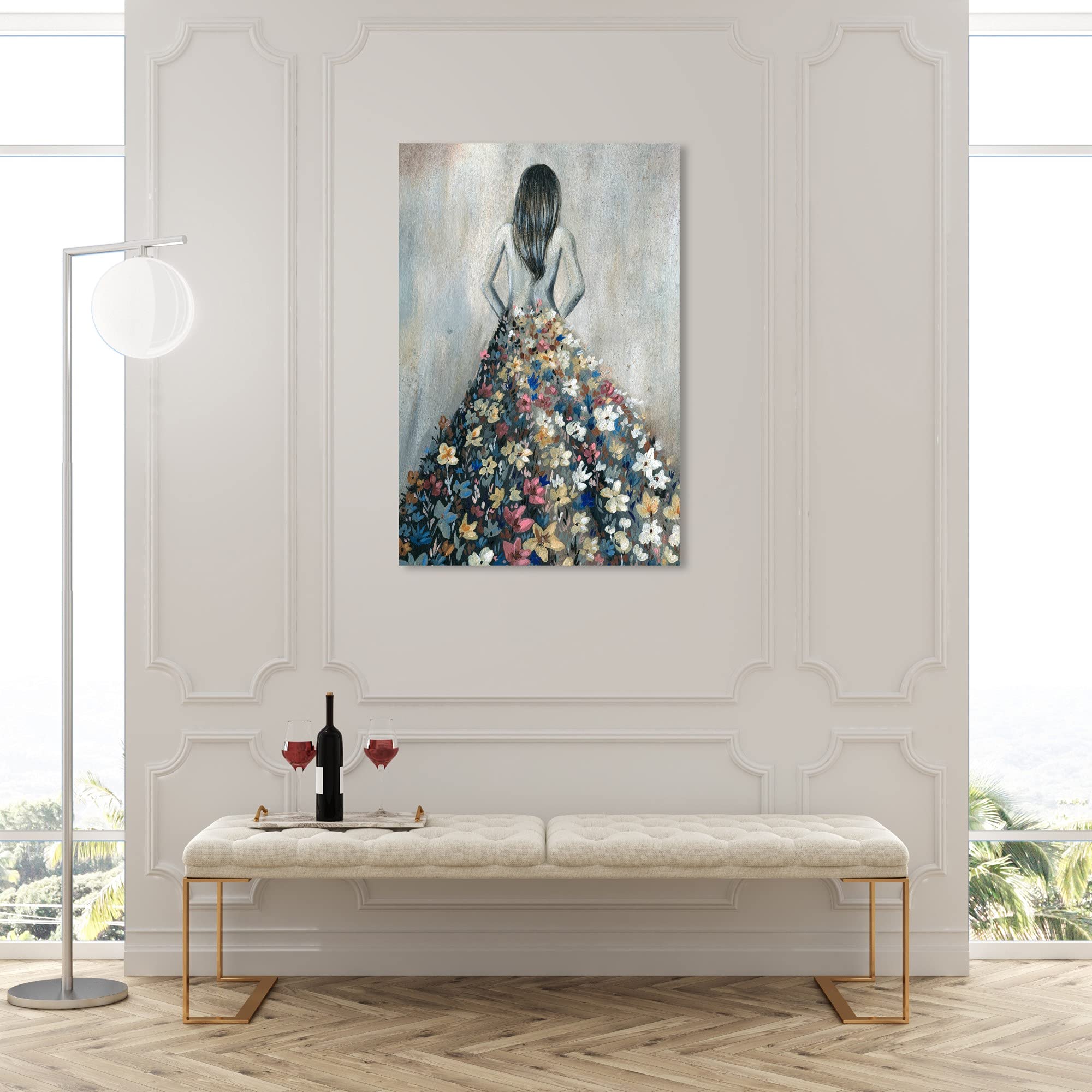 Oliver Gal Girl with Flower Thoughts Canvas Wall Art Print - 30