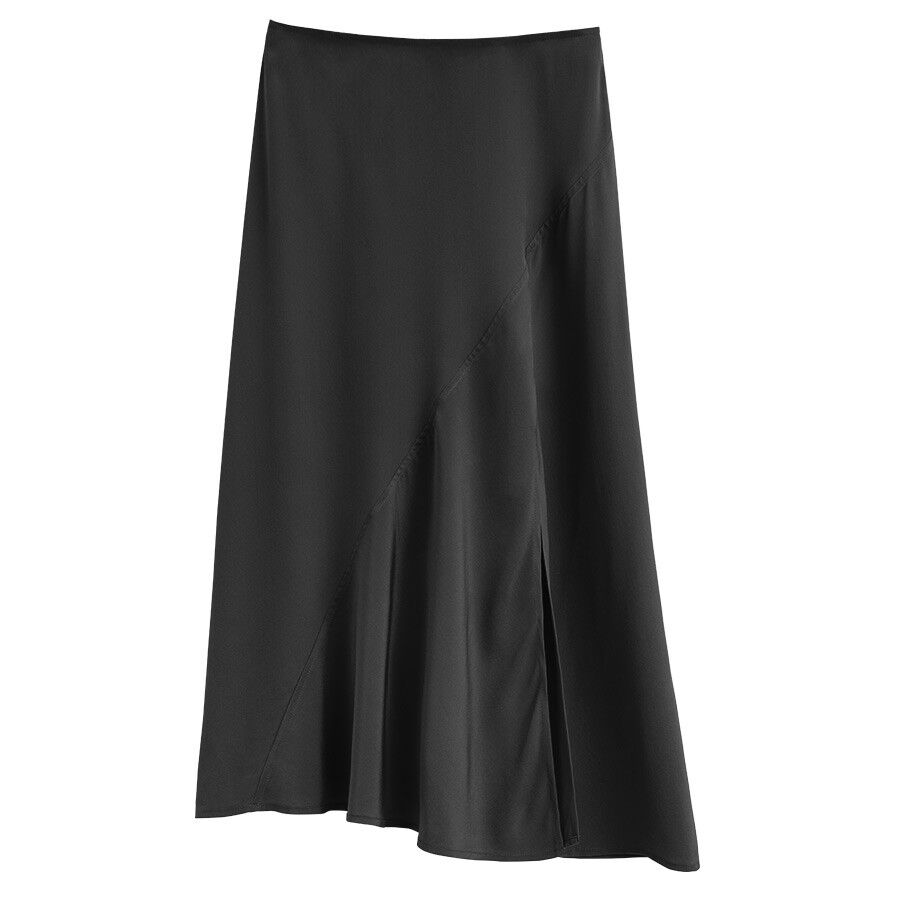 Elegant Silk Asymmetrical Skirt for Women - Flowy High Waist Wrap Midi Skirt with Side Slit - Perfect for Date Night, Office Wear & Special Occasions