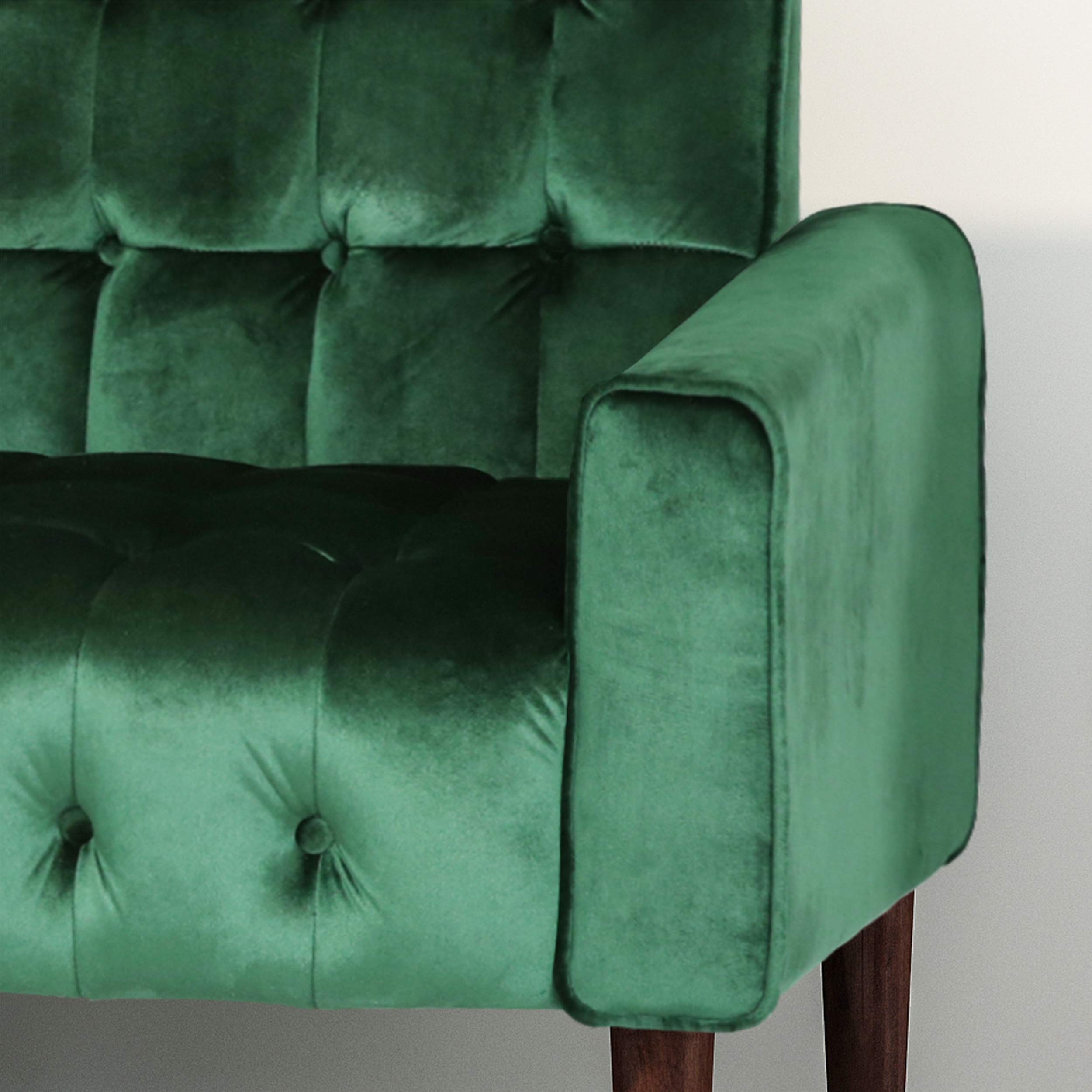 Christopher Knight Home Adan Tufted Velvet Sofa with Tipped Tapered Legs in Emerald Green & Gold Finish - Perfect for Living Room, Lounge & Luxury Home Decor