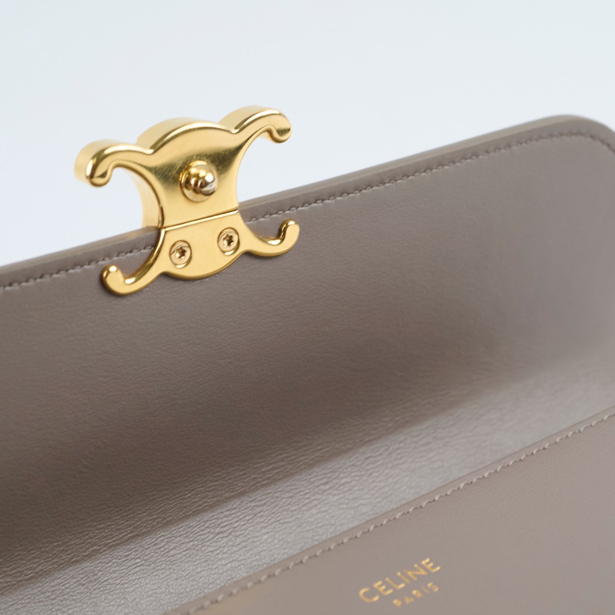 Celine Triomphe Wallet in Shiny Calfskin & Pebble Leather - Luxury Women's Designer Wallet for Everyday Use & Special Occasions