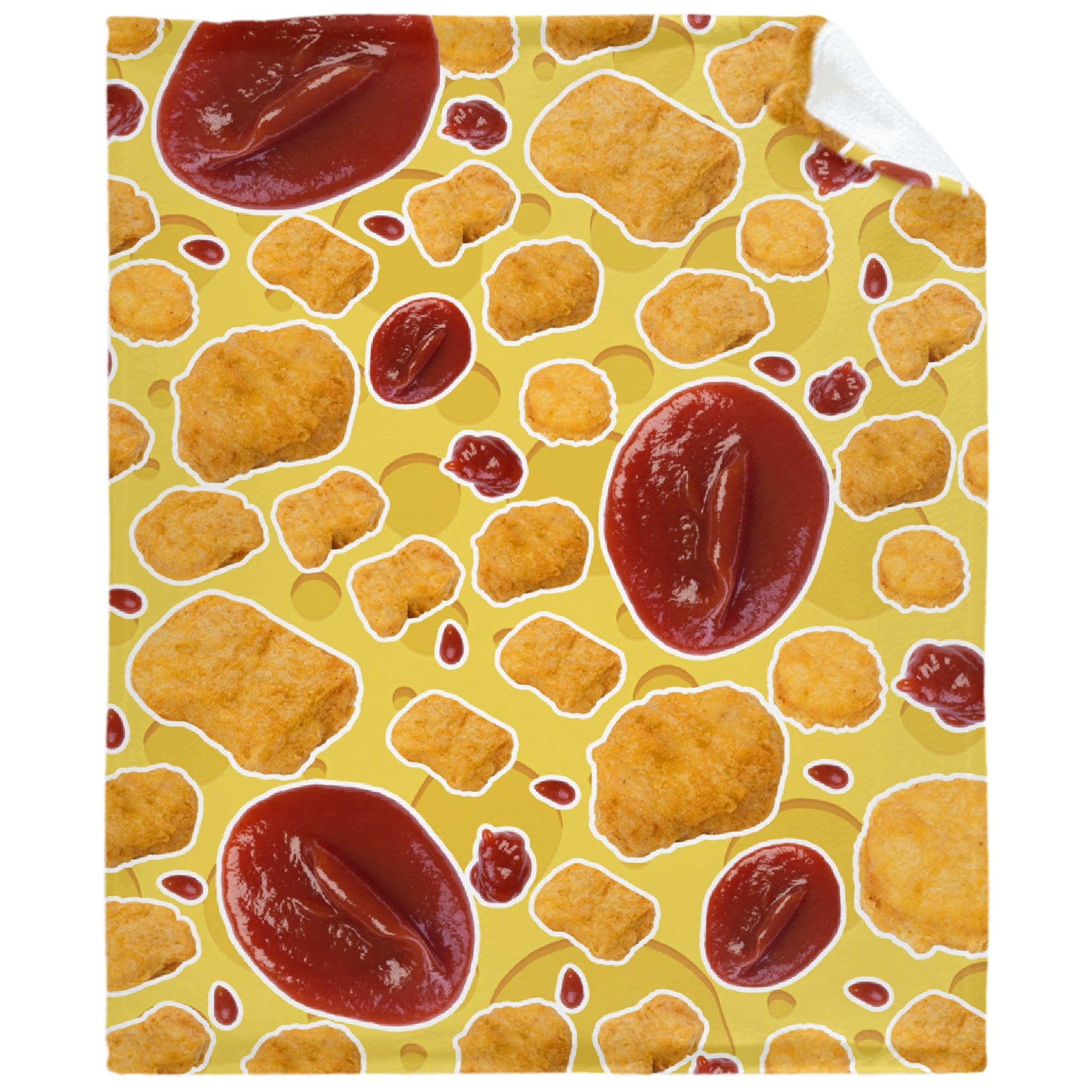 Premium RAMEN BLANKET - Super Soft & Cozy Chicken Nuggets Ketchup Design Throw Blanket for Home Decor (120x90 Inches) | Perfect for Couch, Bed, Sofa | All-Season Comfort for Family Movie Nights & Relaxation