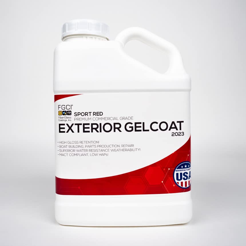 1 Gallon Marine Grade Gel Coat for Boat Building & Fiberglass Repair - RV, Carbon Fiber Restoration & Patching Kit (Sport Red) | Professional Watercraft, Vehicle & Surface Repair Solution