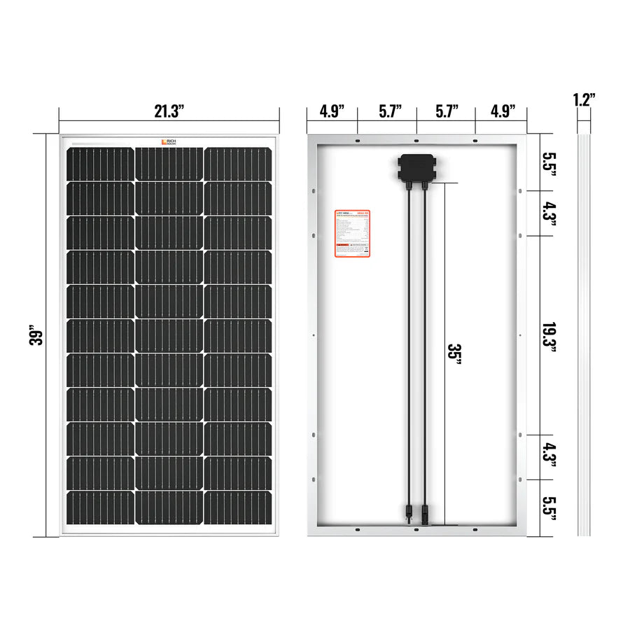 100 Watt Solar Panel | 12V Off-Grid Solar Power Kit for RV, Van, Boat & Camping | UL Certified | 25-Year Warranty | Portable Solar Charger for Outdoor Adventures, Emergency Power & Off-Grid Living