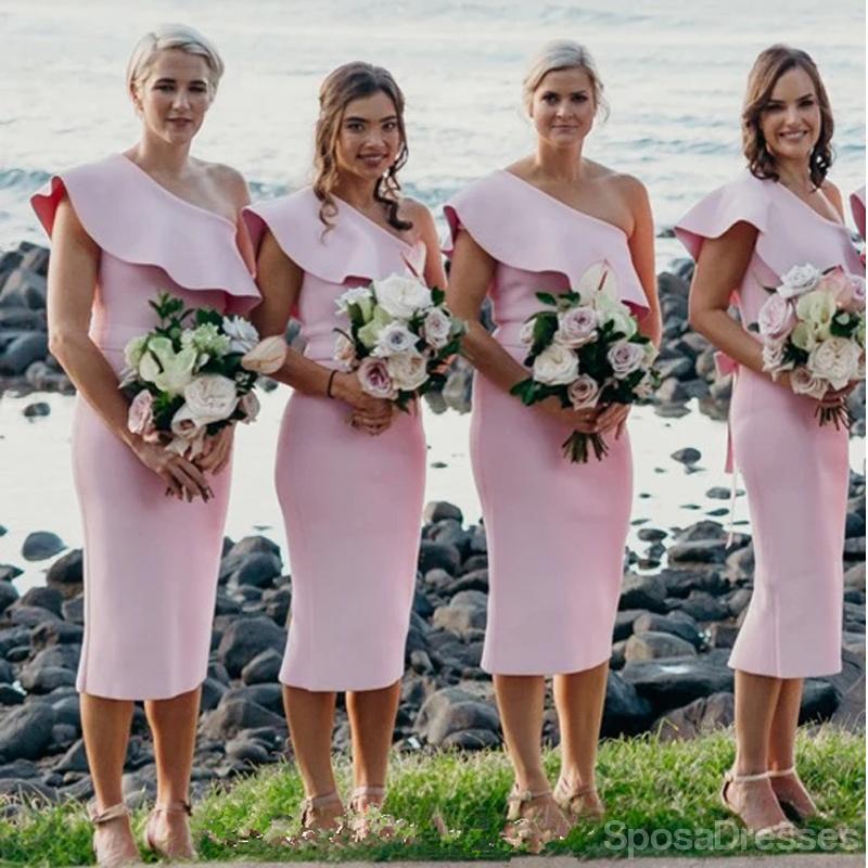 Elegant One Shoulder Pink Short Bridesmaid Dress - WG674 | Affordable & Stylish for Weddings, Parties & Special Occasions