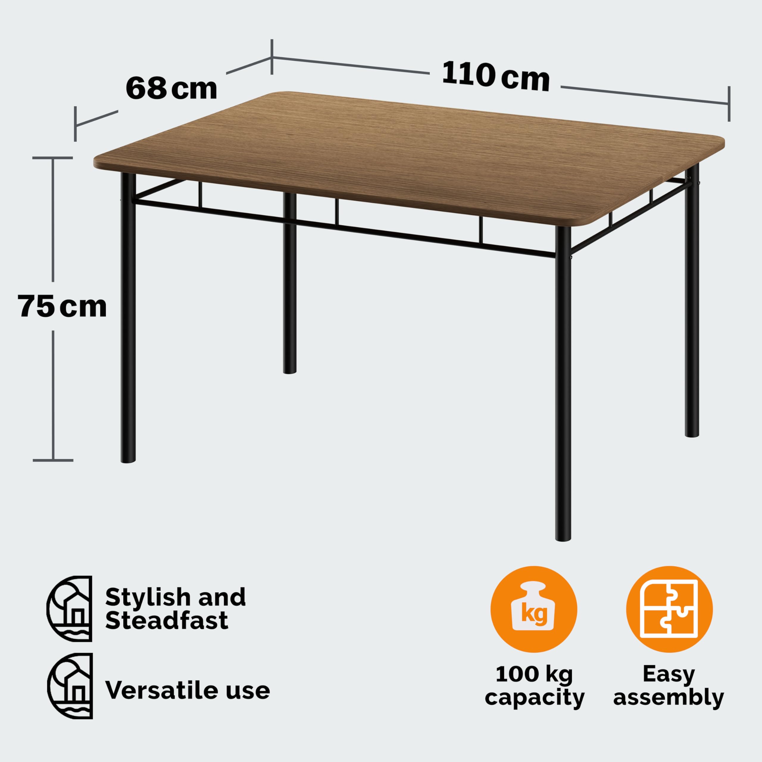CASARIA® Leo 5-Piece Dining Set - Modern Industrial Style Table & 4 Chairs | 43