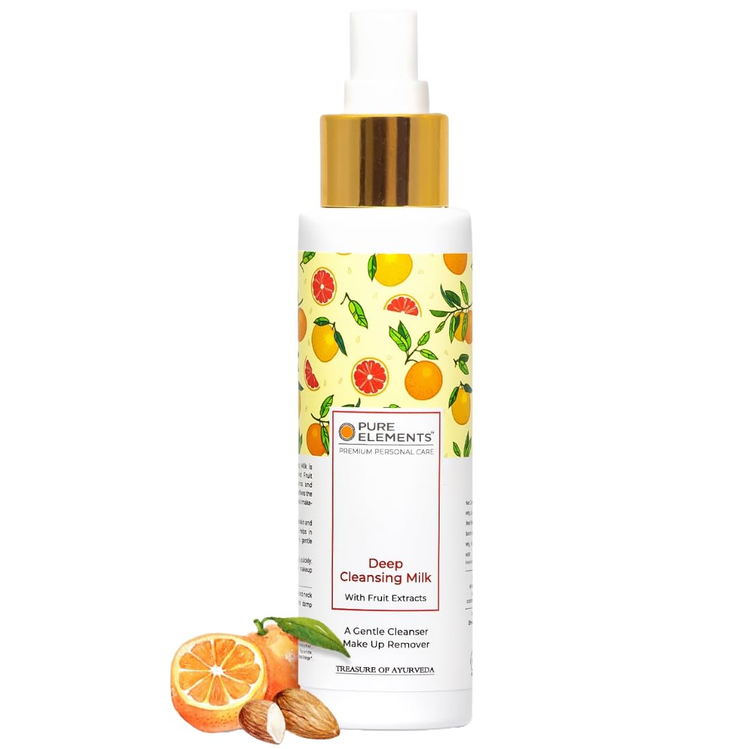**PURE ELEMENTS Makeup Remover - Deep Cleansing Milk with Natural Fruit Extracts, 100ml | Gentle & Effective for All Skin Types | Perfect for Daily Skincare & Travel**