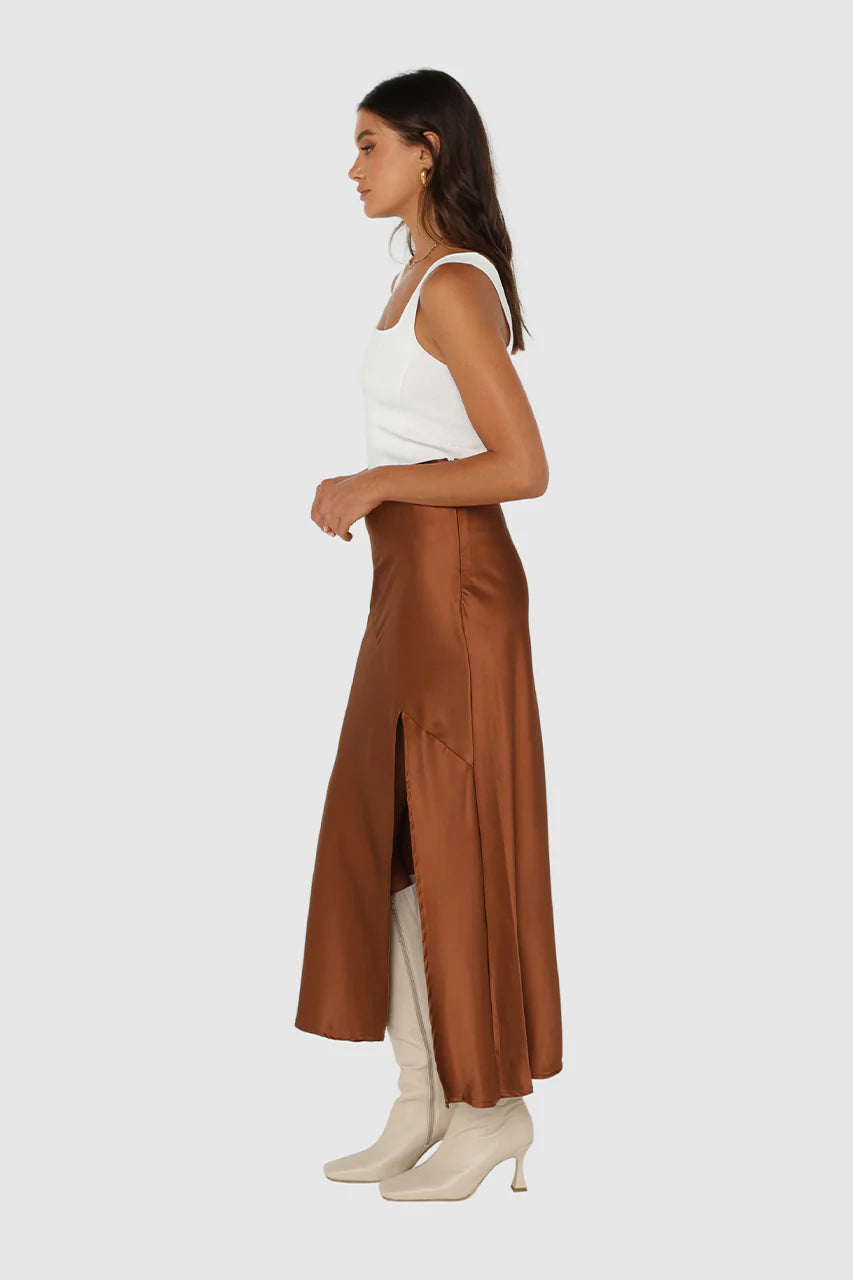 Layla Midi Skirt for Women - Flowy A-Line Knee Length Skirt with Pockets | Perfect for Work, Date Night & Summer Outfits