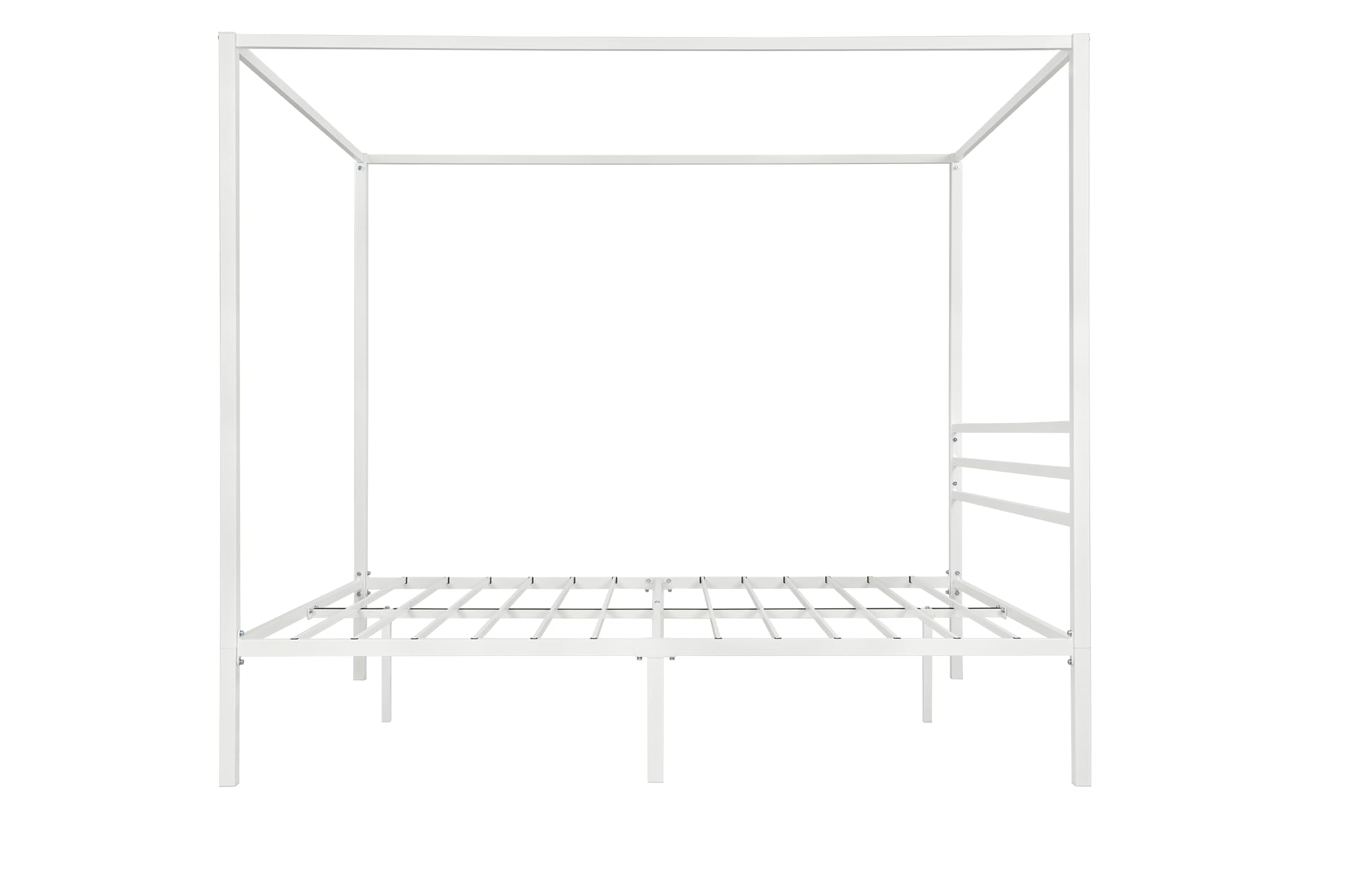 Full Size Metal Canopy Bed Frame with Storage - White for Modern Bedrooms