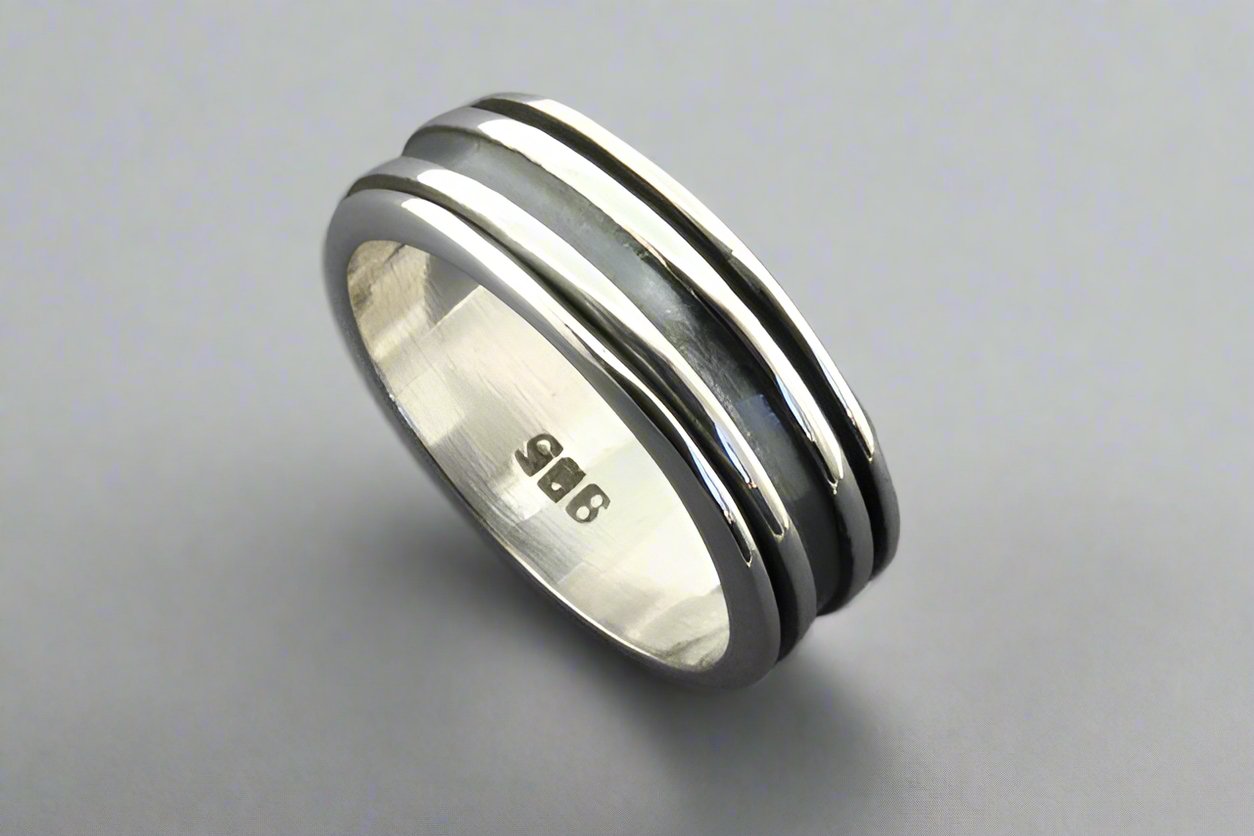Ox Line Spinner Ring - Sterling Silver Anxiety Relief Fidget Ring for Stress & Focus - Perfect for Adults & Teens