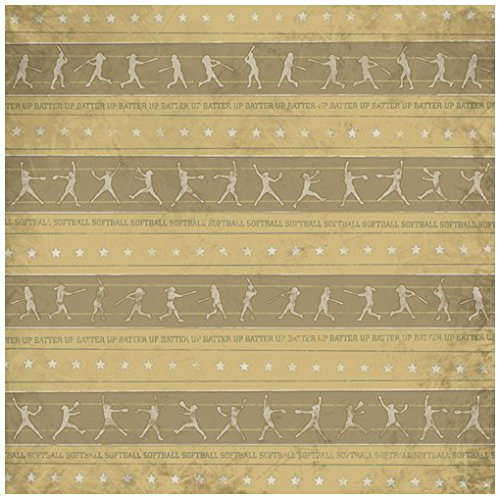 Karen Foster Design Scrapbooking Paper - 25 Sheets, Softball Stripes, 12 x 12 Inches - Perfect for Scrapbooking, Card Making, and DIY Crafts