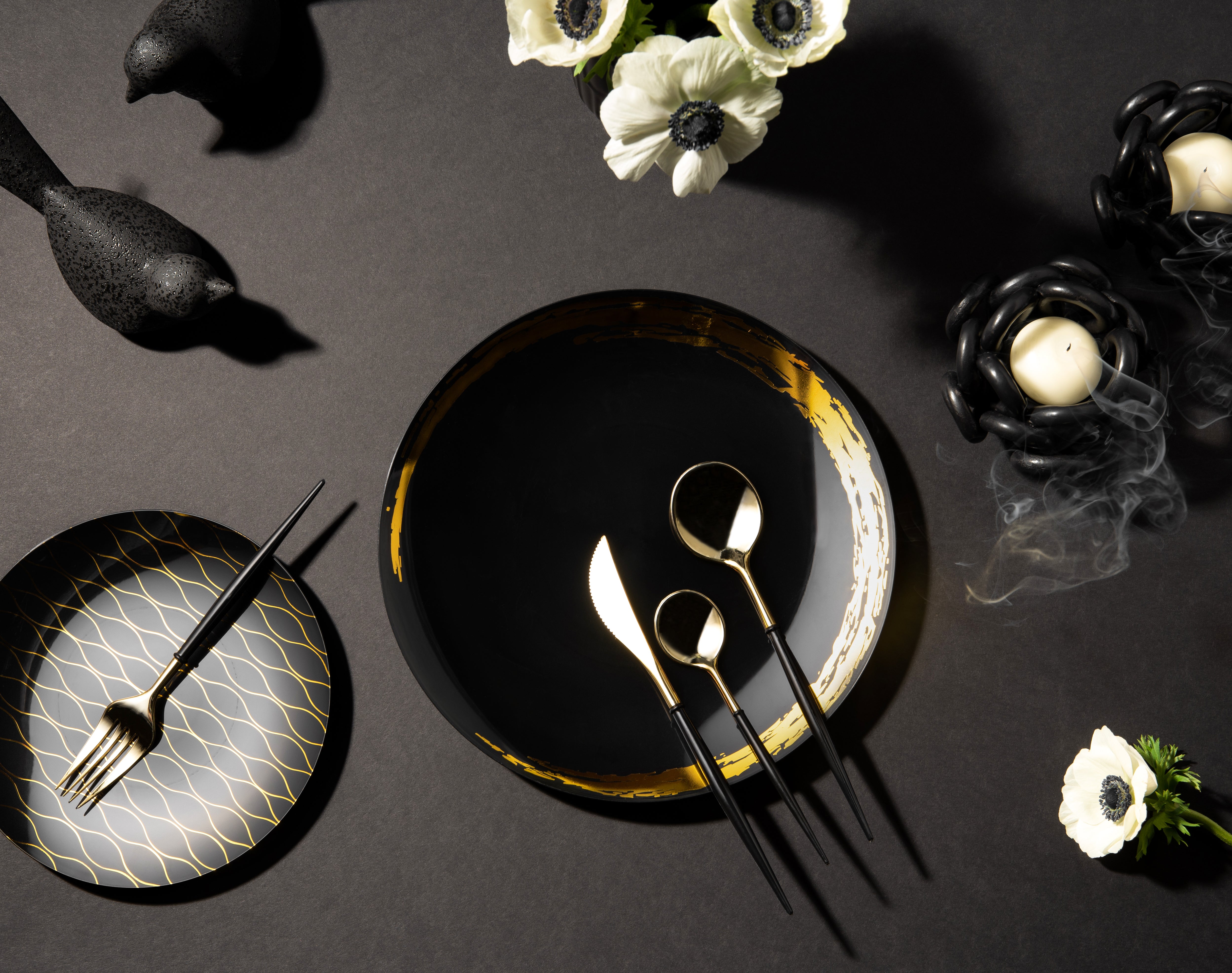 Black and Gold Plastic Party Bundle - 50-Piece Disposable Whisk Set for Cocktails, Baking & Decorating - Perfect for Birthday, Wedding, and Holiday Celebrations