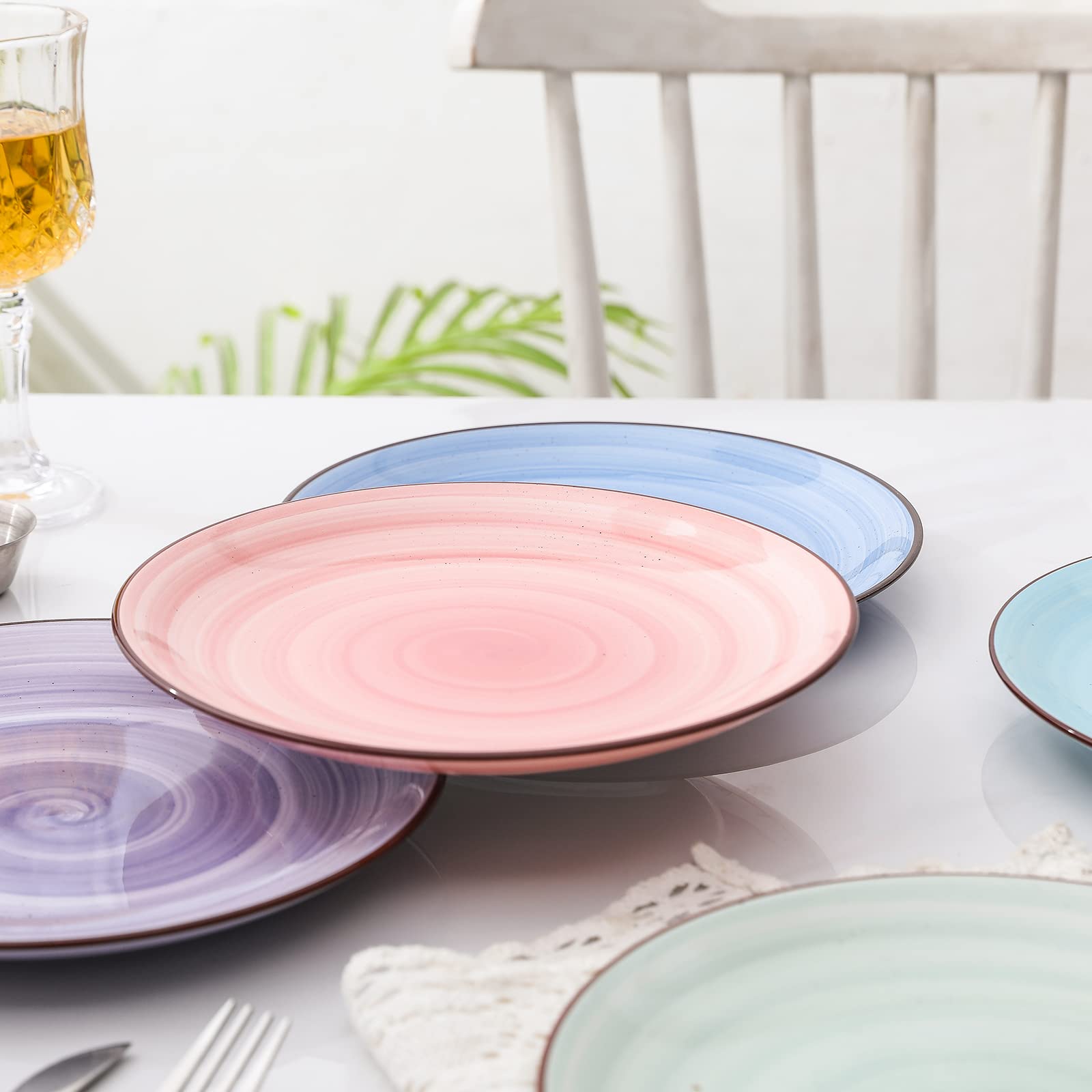 Selamica 8-Inch Ceramic Dinner Plates Set of 6 - Porcelain Appetizer, Dessert & Salad Plates for Steak, Pancakes, Parties - Elegant Gradient Color Tableware for Home Dining & Restaurant Use