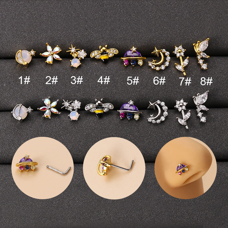 20G Surgical Steel Small Nose Ring & Nose Stud Moonstar Nose Piercing Jewelry | Hypoallergenic Body Jewelry for Women & Men | Perfect for Everyday Wear, Parties & Special Occasions