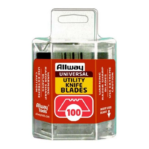 ALLWAY TOOLS DSP100 3 Notch Utility Knife Blades - 100 Pack (10 Dispensers) - Heavy Duty Replacement Blades for Box Cutting, Crafting & DIY Projects