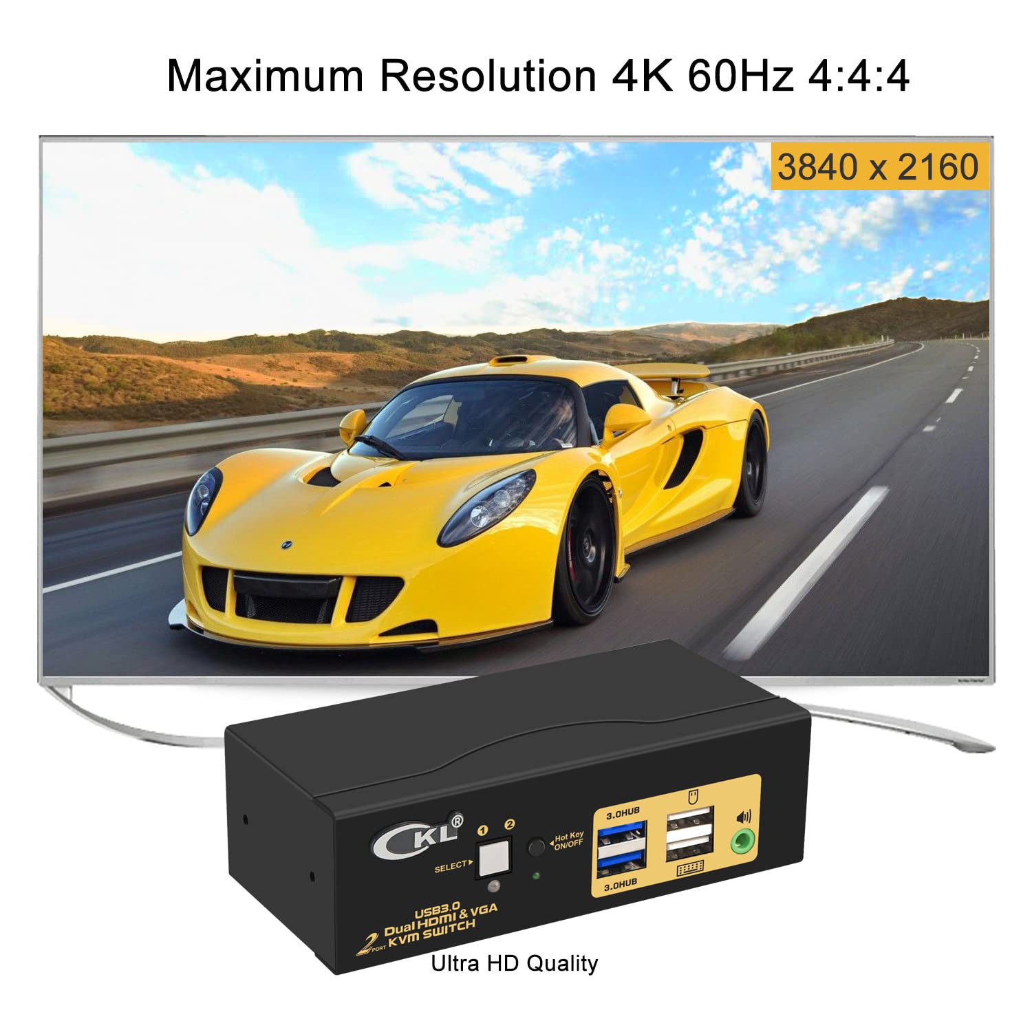 4K@60Hz HDMI KVM Switch with USB 3.0 - 2 Port Dual Monitor Support for 2 Computers (HDMI/VGA) - Perfect for Home Office, Gaming & Multi-Tasking Workstations